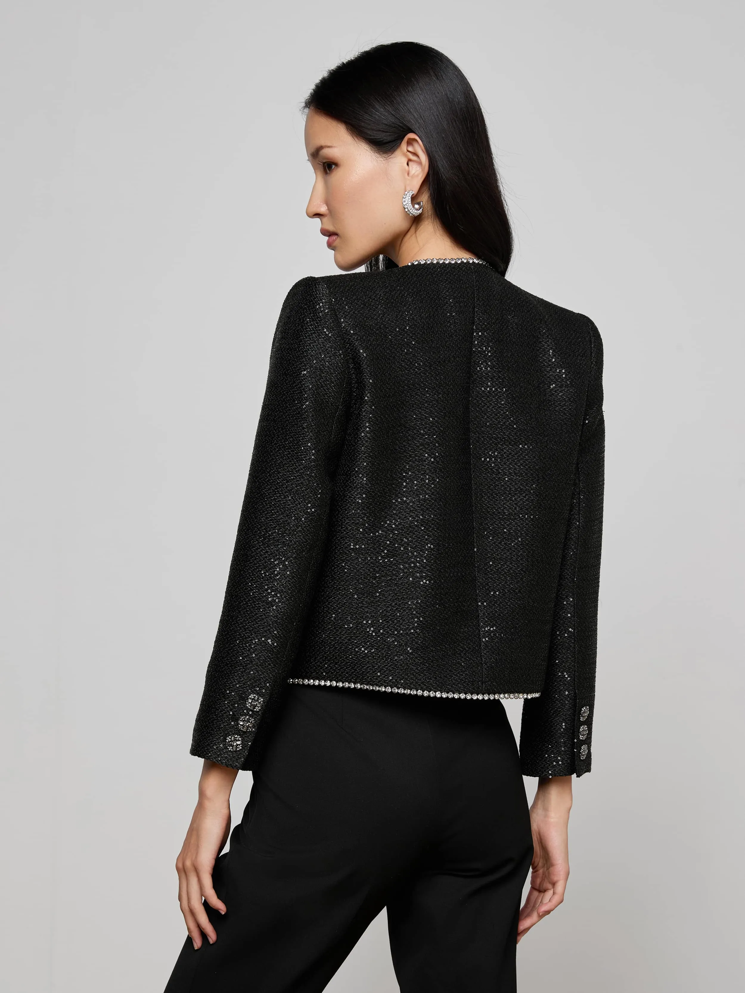 Zell Sequined Tweed Jacket sold by L'AGENCE product image thumbnail 4