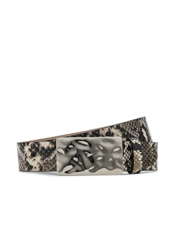 Chara Snake-Embossed Leather Belt sold by L'AGENCE