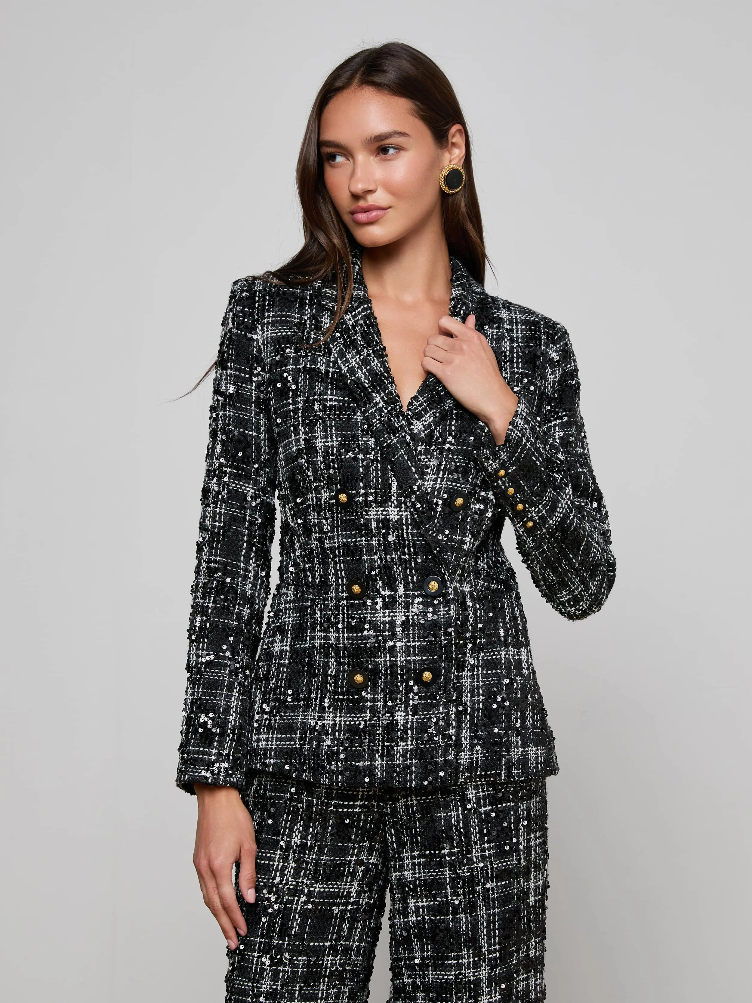 Colin Sequined Tweed Blazer sold by L'AGENCE
