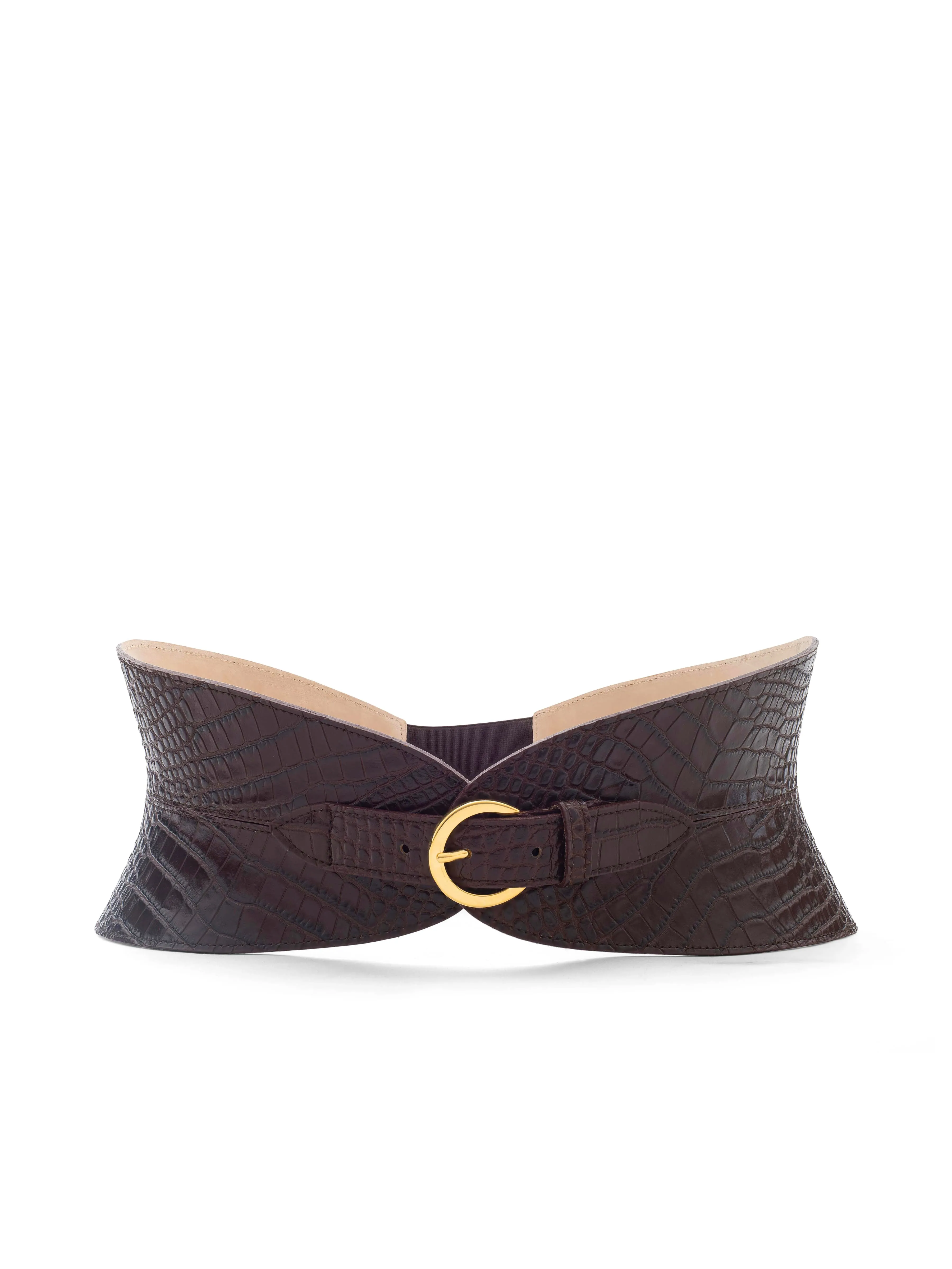 Alexandra Croc-Embossed Corset Belt sold by L'AGENCE