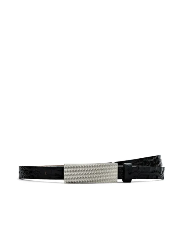 Elyse Croc-Embossed Leather Belt sold by L'AGENCE
