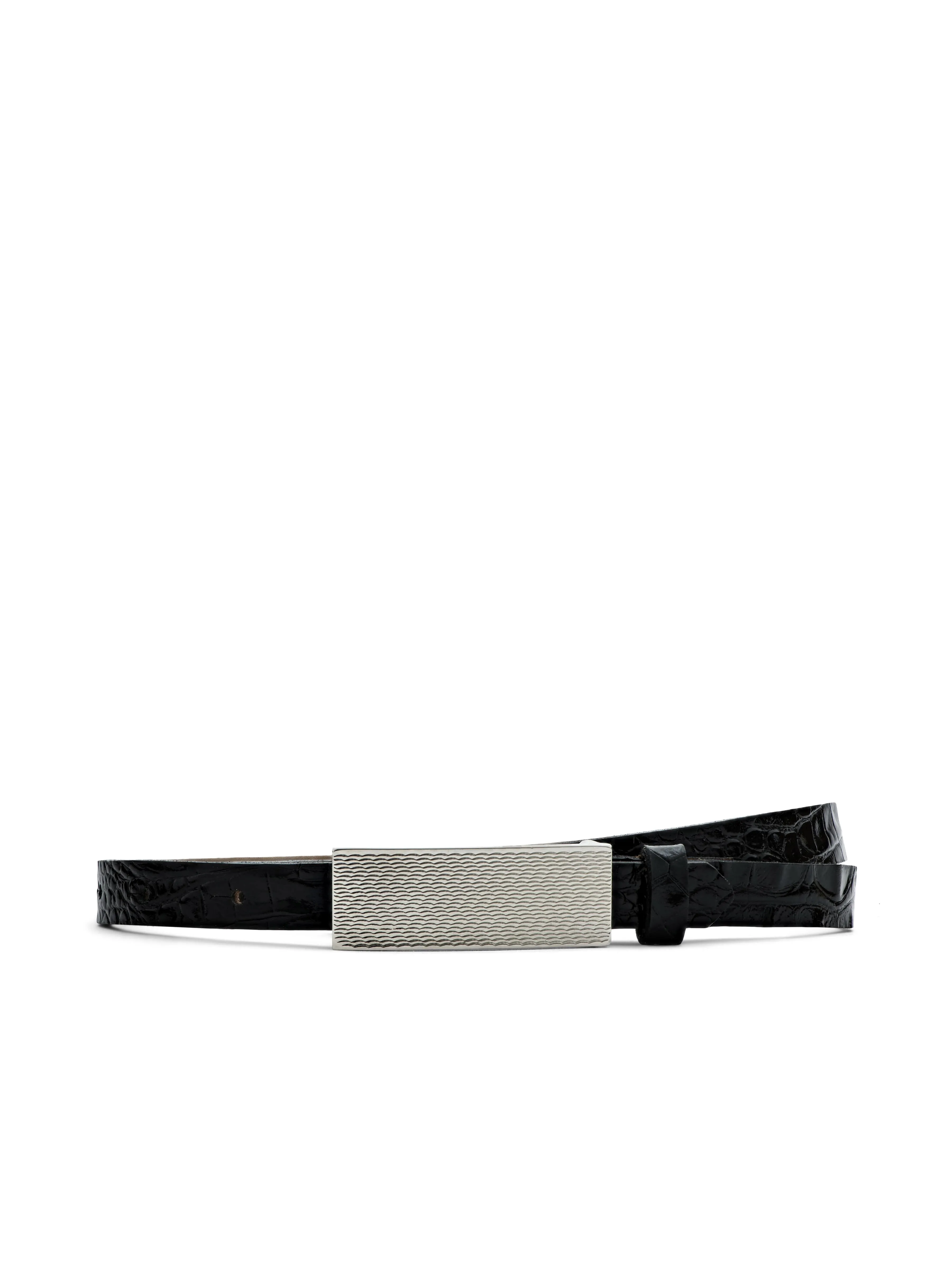 Elyse Croc-Embossed Leather Belt sold by L'AGENCE