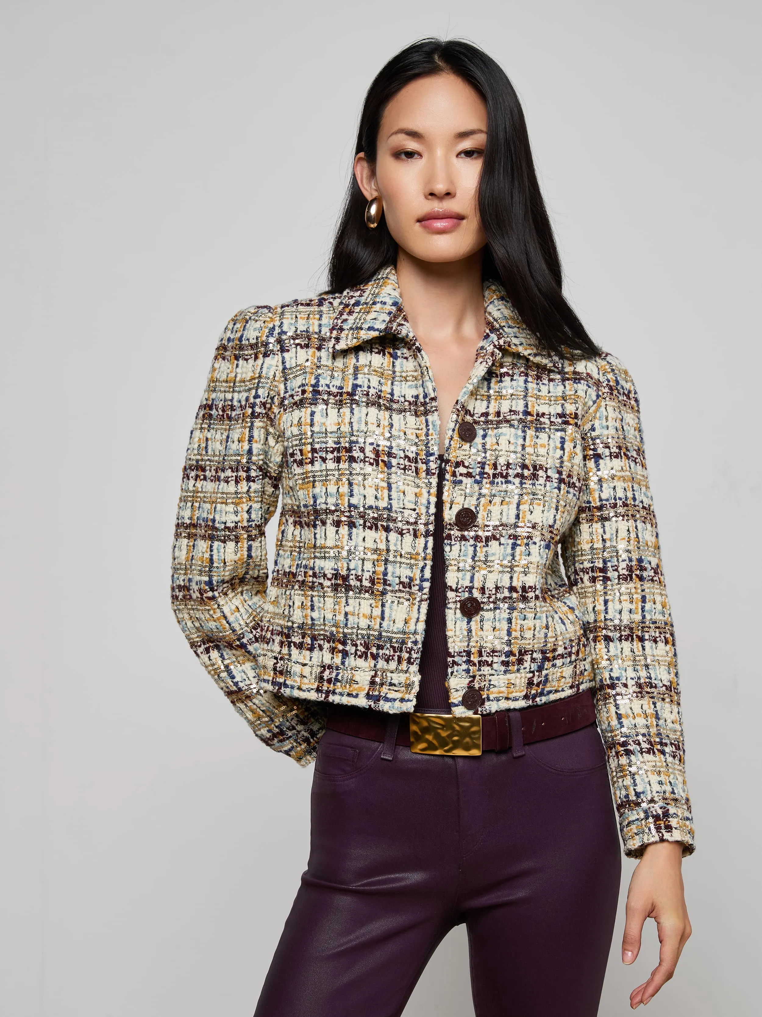 Kasey Sequined Tweed Jacket sold by L'AGENCE