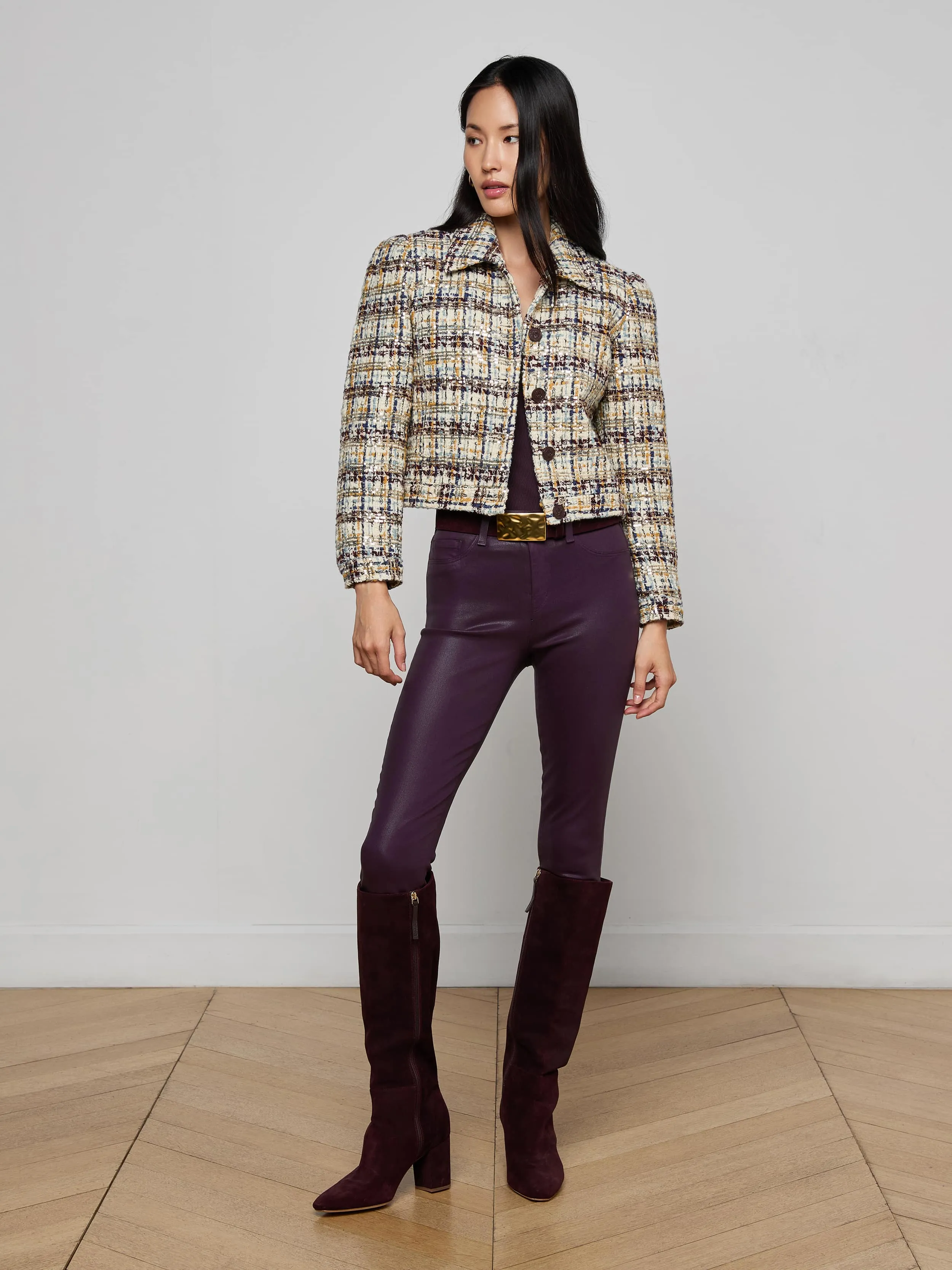 Kasey Sequined Tweed Jacket sold by L'AGENCE product image thumbnail 3