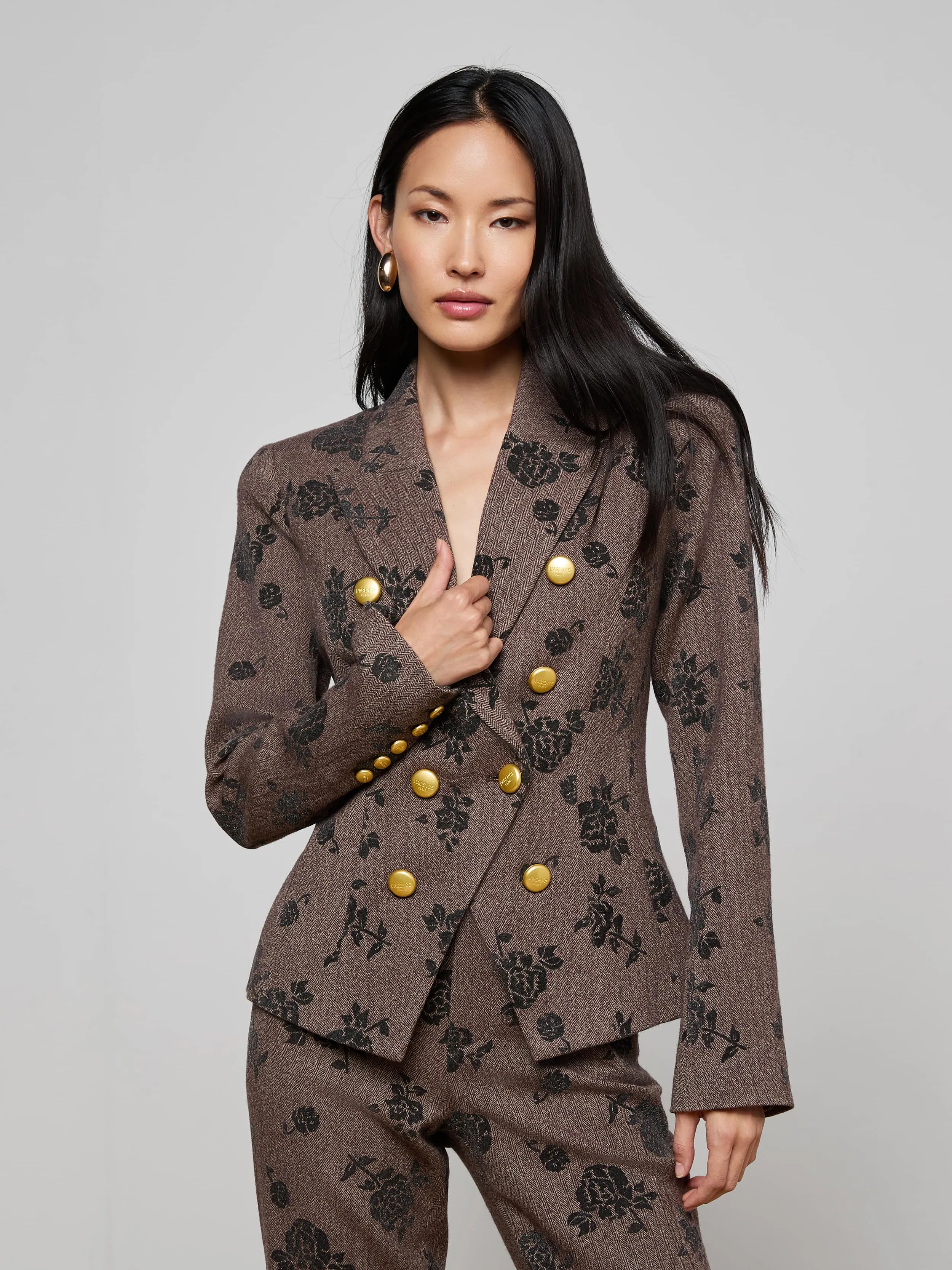 Bethany Flocked Herringbone Blazer sold by L'AGENCE