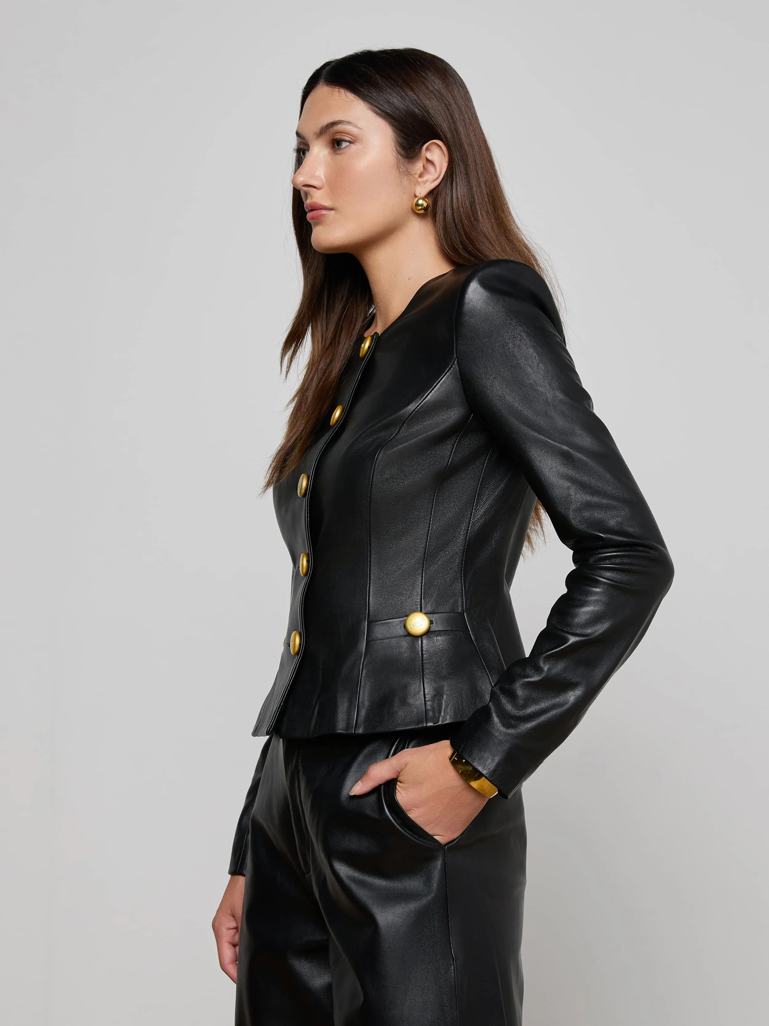 Mariella Leather Jacket sold by L'AGENCE product image thumbnail 2