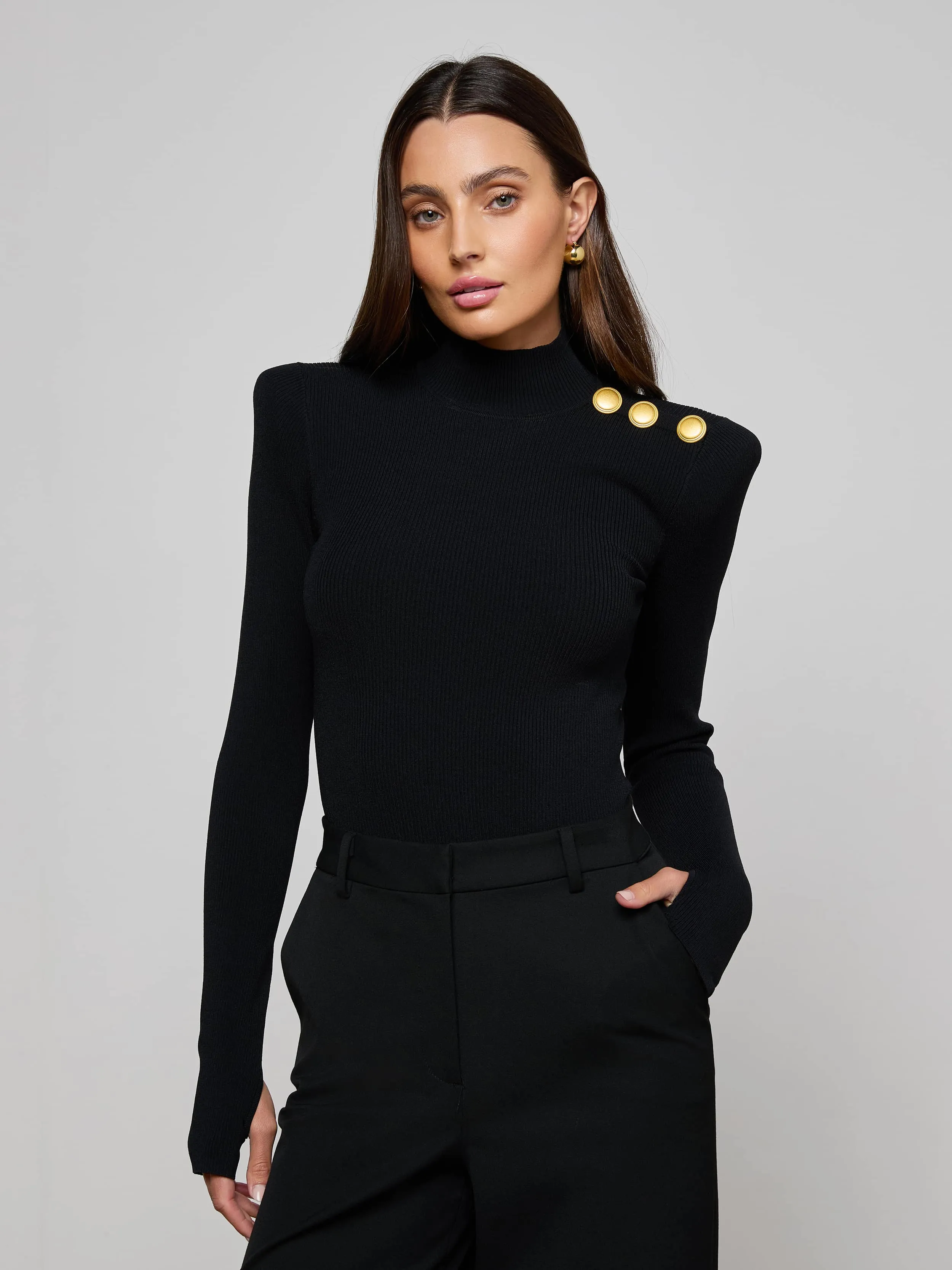 Jennis Mock-Neck Bodysuit sold by L'AGENCE