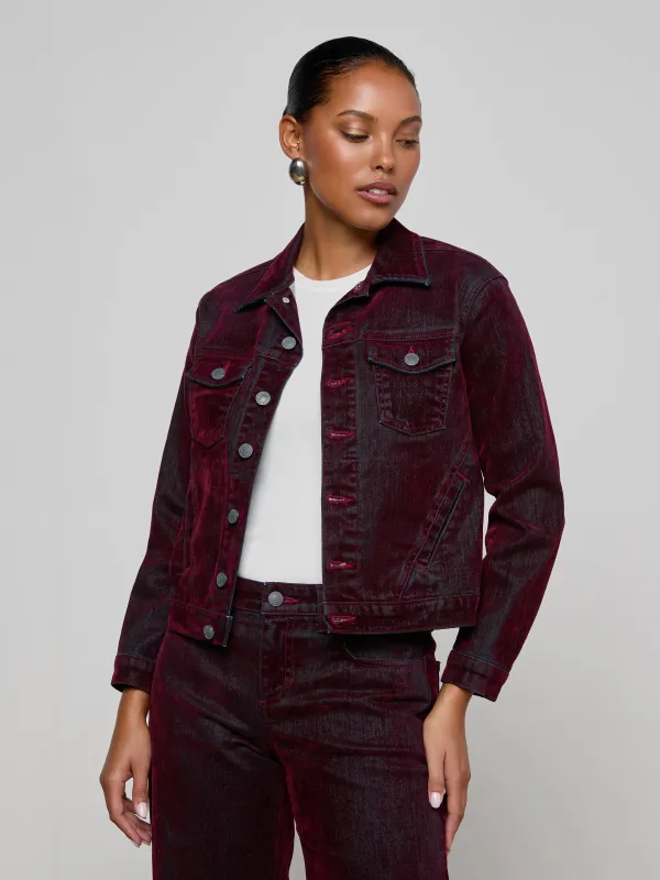Maven Flocked Jean Jacket sold by L'AGENCE