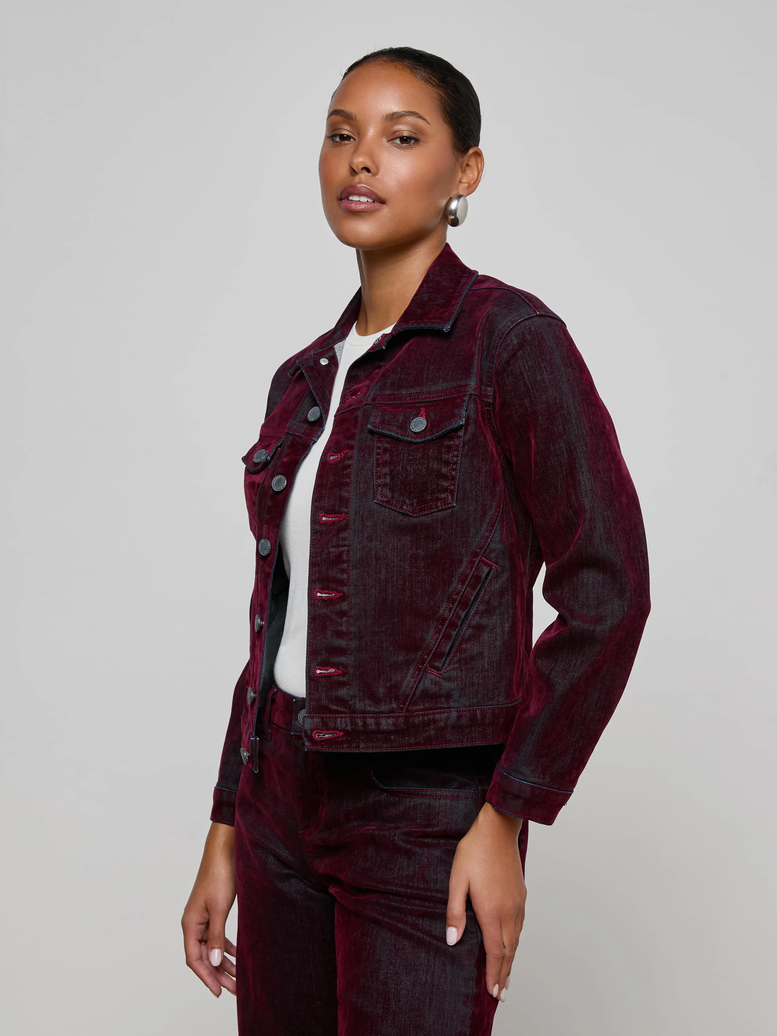 Maven Flocked Jean Jacket sold by L'AGENCE product image thumbnail 2
