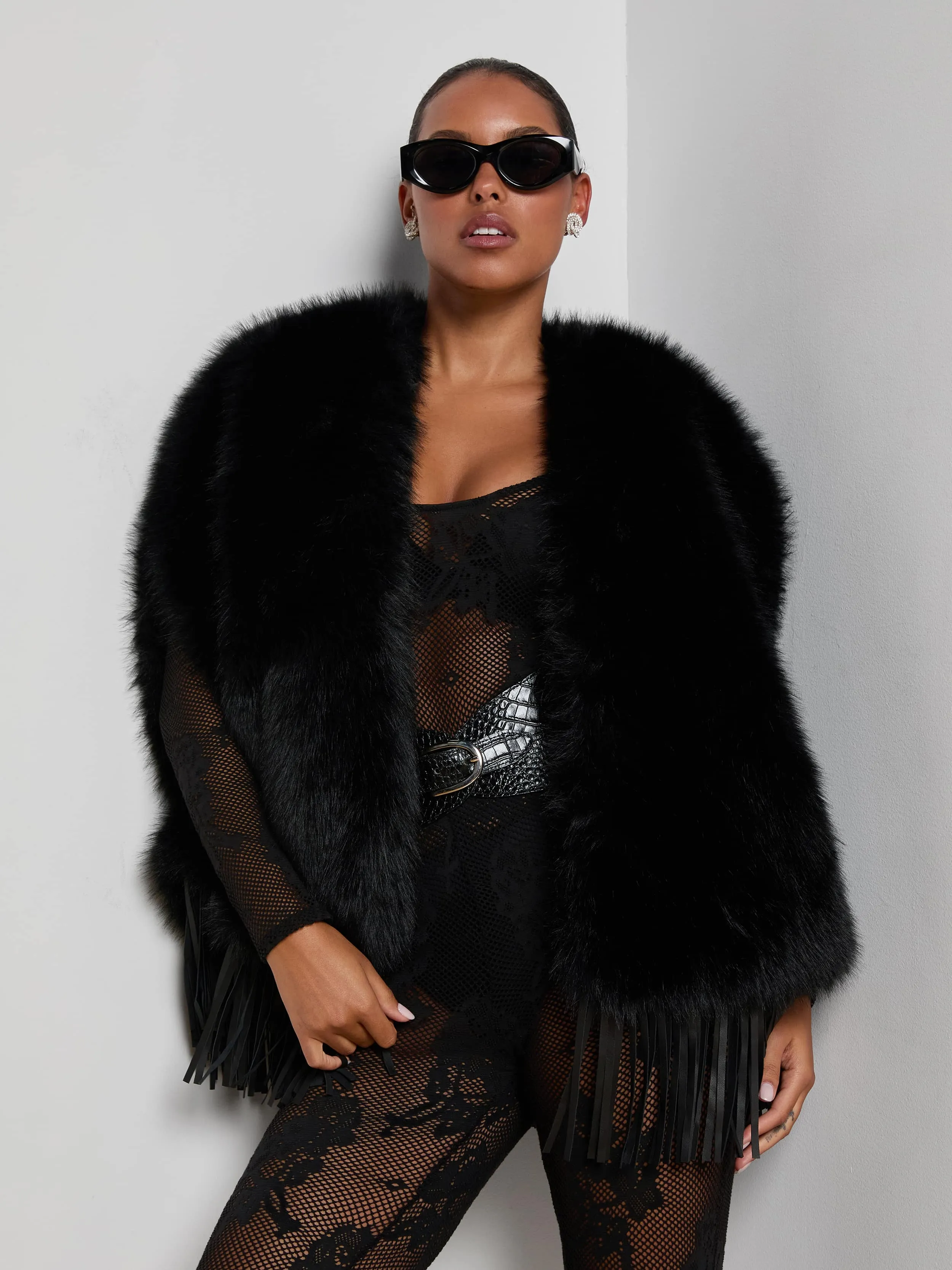 Nathalia Faux Fur Cape sold by L'AGENCE product image thumbnail 2