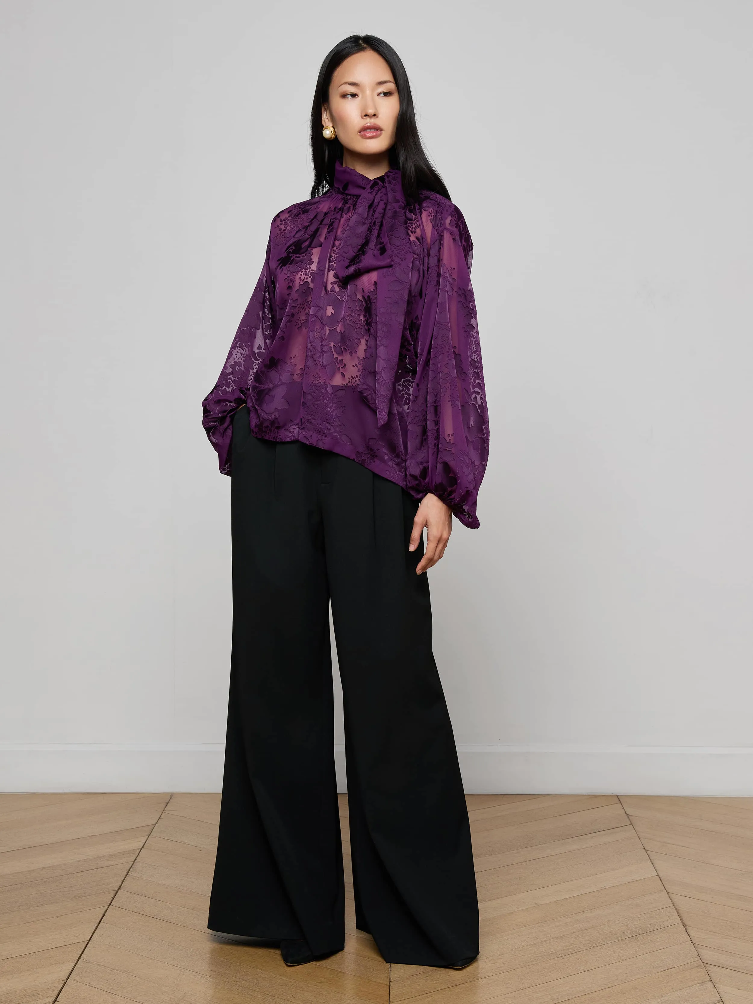 Rhett Burnout Satin Blouse sold by L'AGENCE product image thumbnail 4