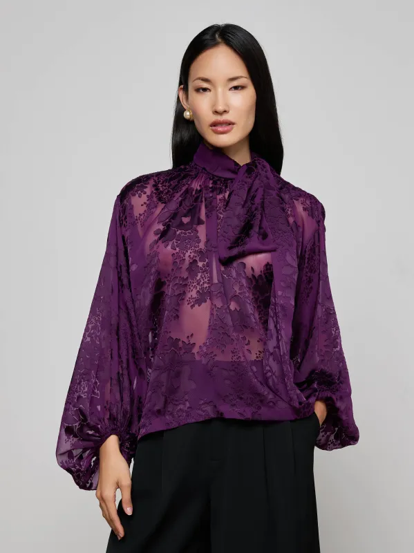 Rhett Burnout Satin Blouse made by L'AGENCE