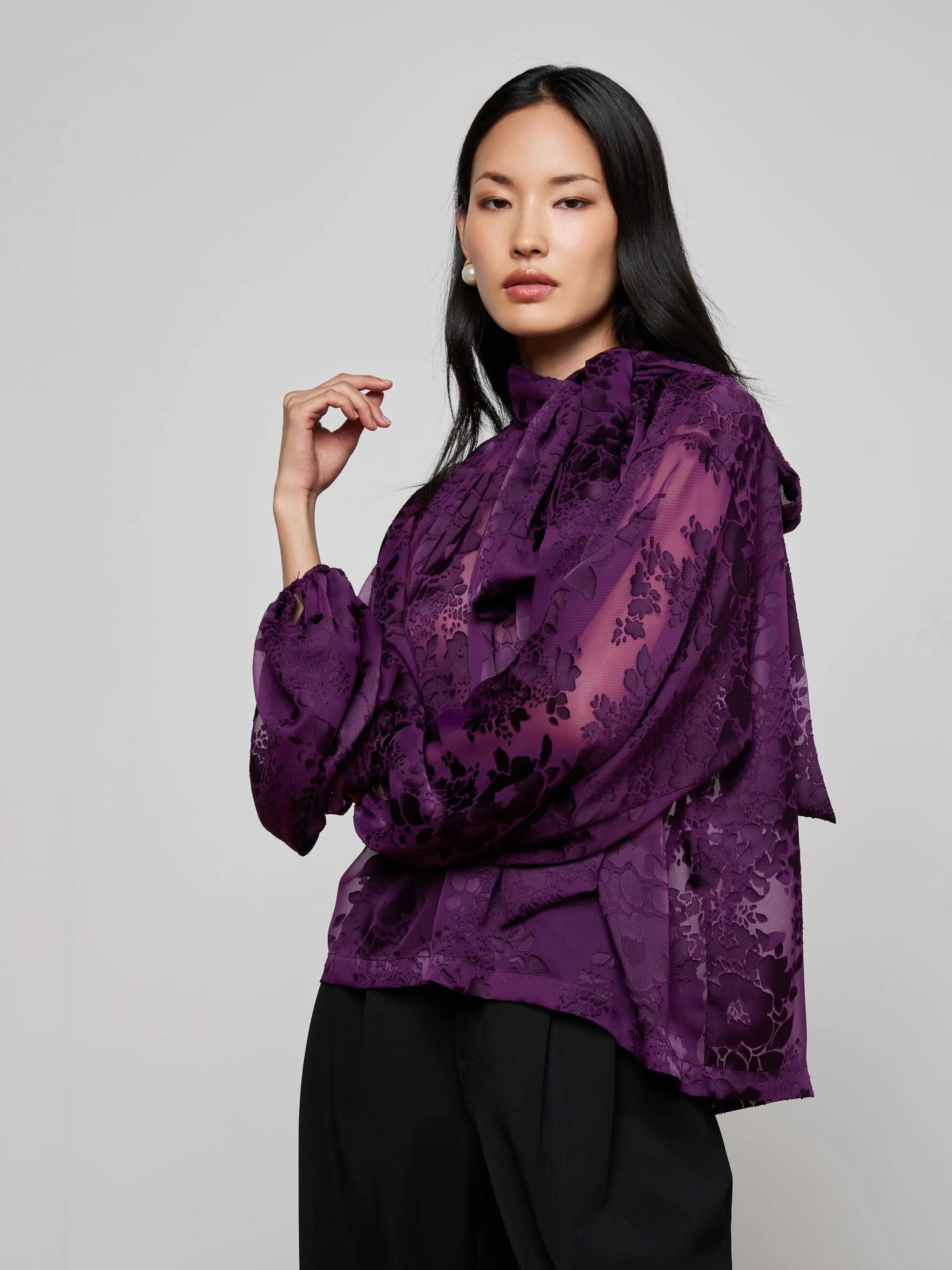 Rhett Burnout Satin Blouse sold by L'AGENCE product image thumbnail 3