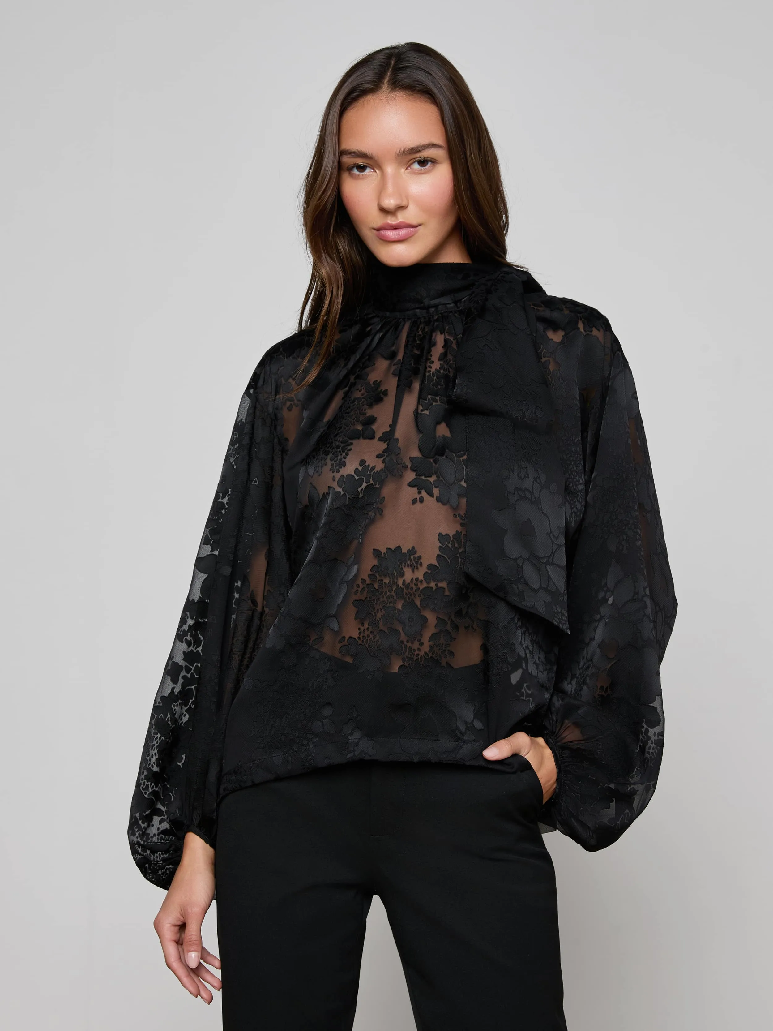 Rhett Burnout Satin Blouse sold by L'AGENCE