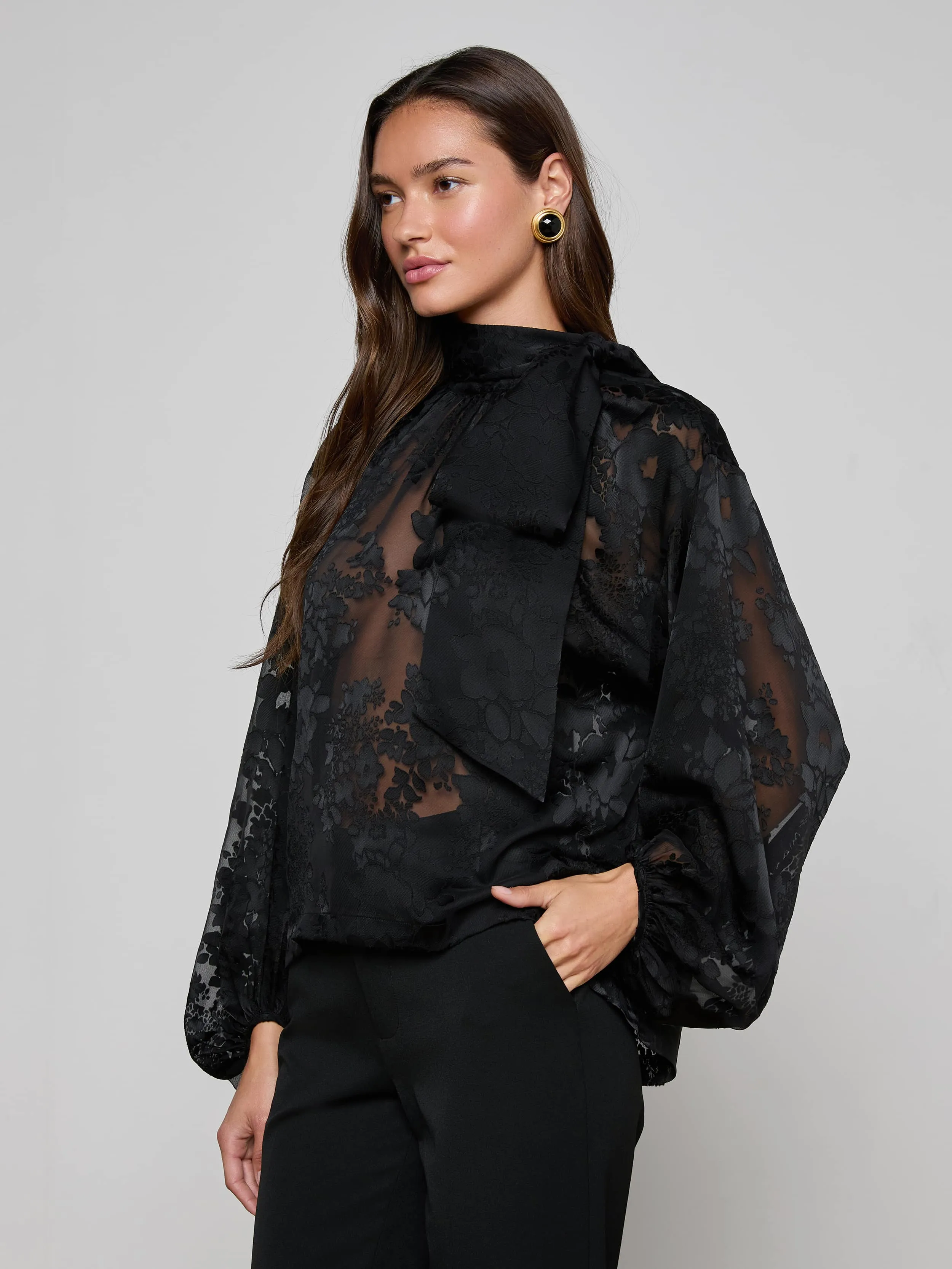 Rhett Burnout Satin Blouse sold by L'AGENCE product image thumbnail 2