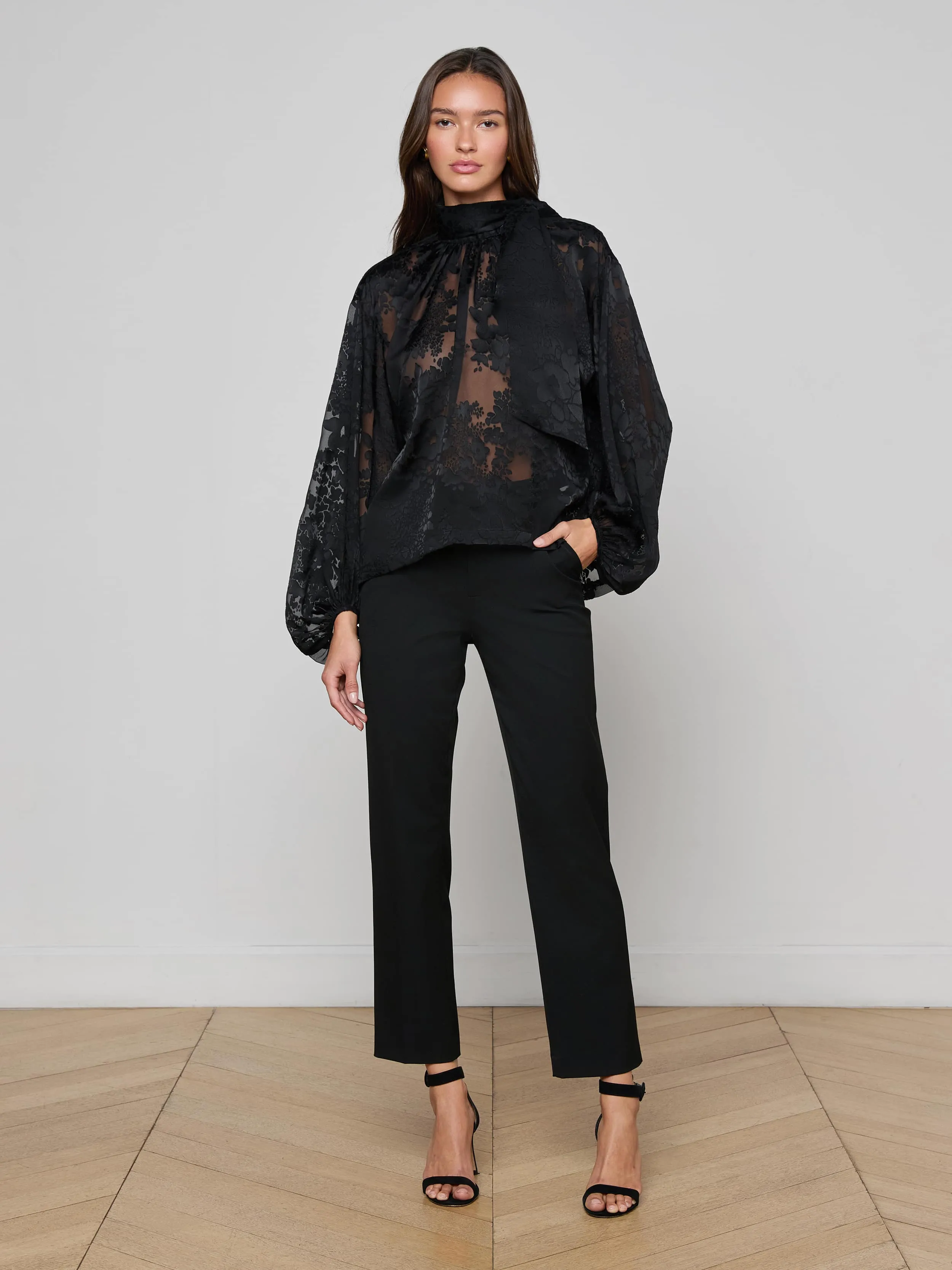 Rhett Burnout Satin Blouse sold by L'AGENCE product image thumbnail 4