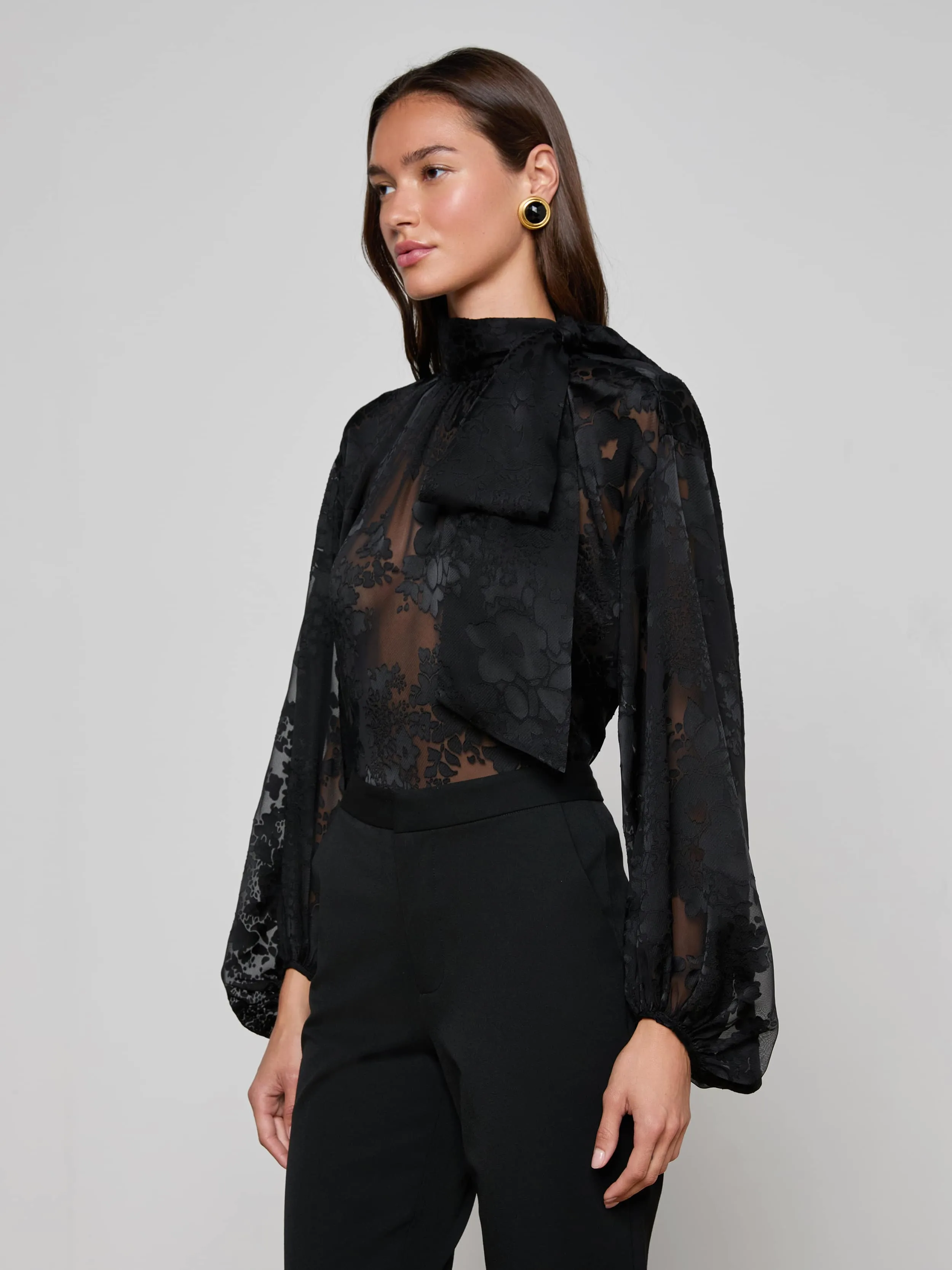 Rhett Burnout Satin Blouse sold by L'AGENCE product image thumbnail 3
