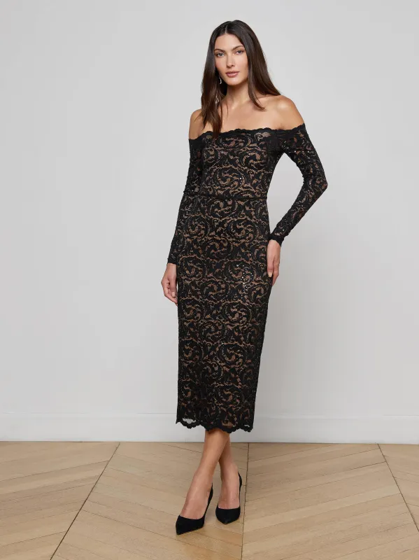 Lindsay Sequined Lace Dress sold by L'AGENCE