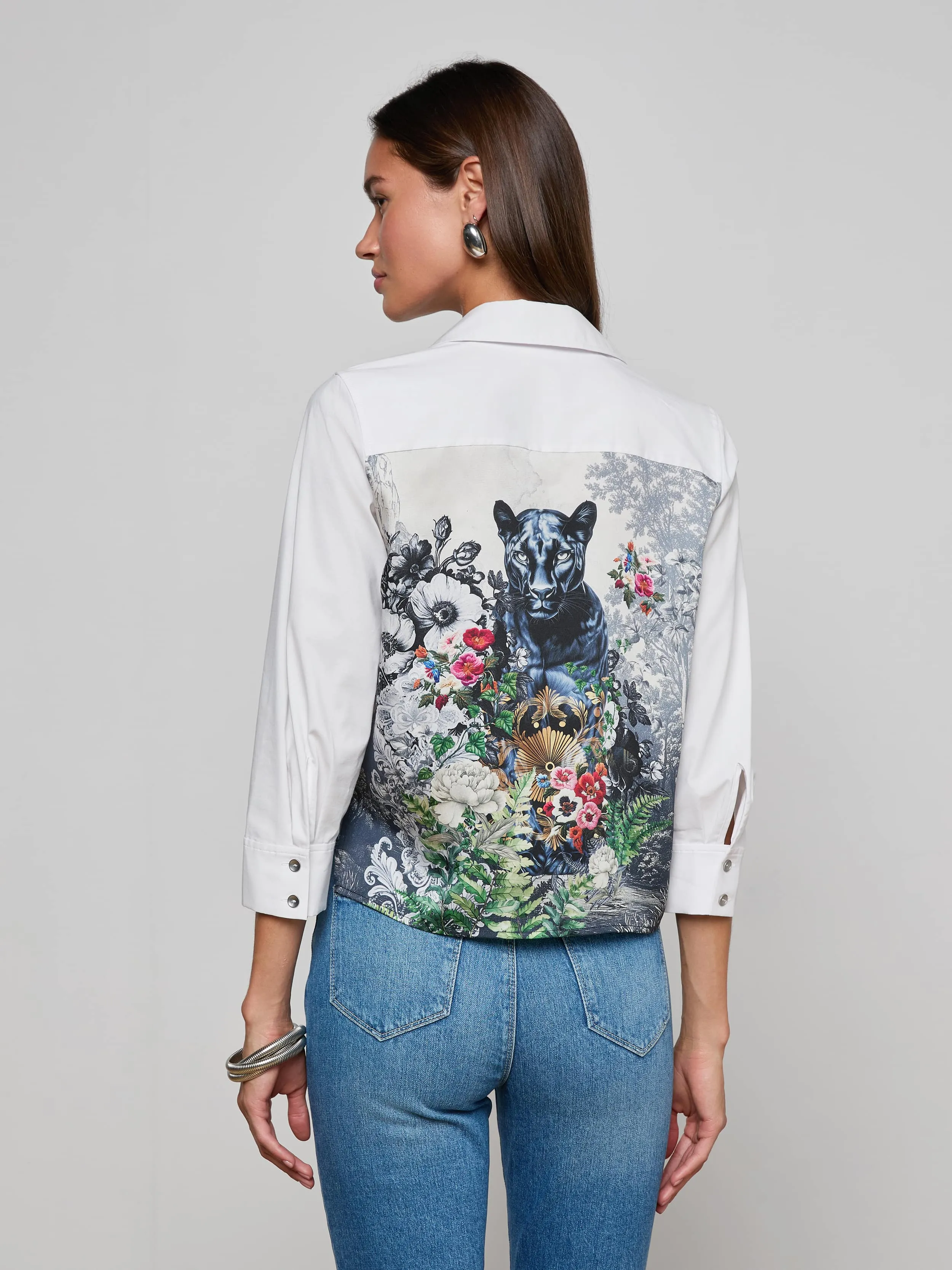 Fawn Panther Print Shirt sold by L'AGENCE product image thumbnail 4
