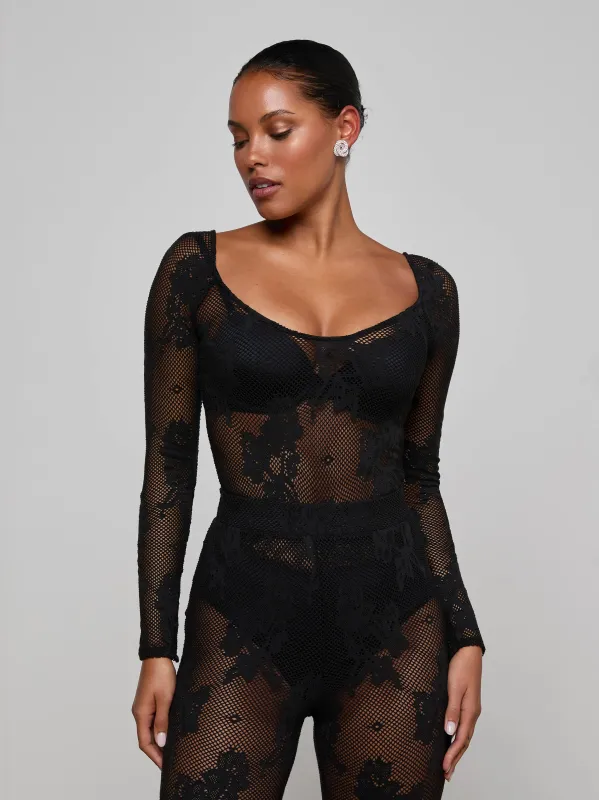 Gwendolyn Mesh Knit Bodysuit sold by L'AGENCE