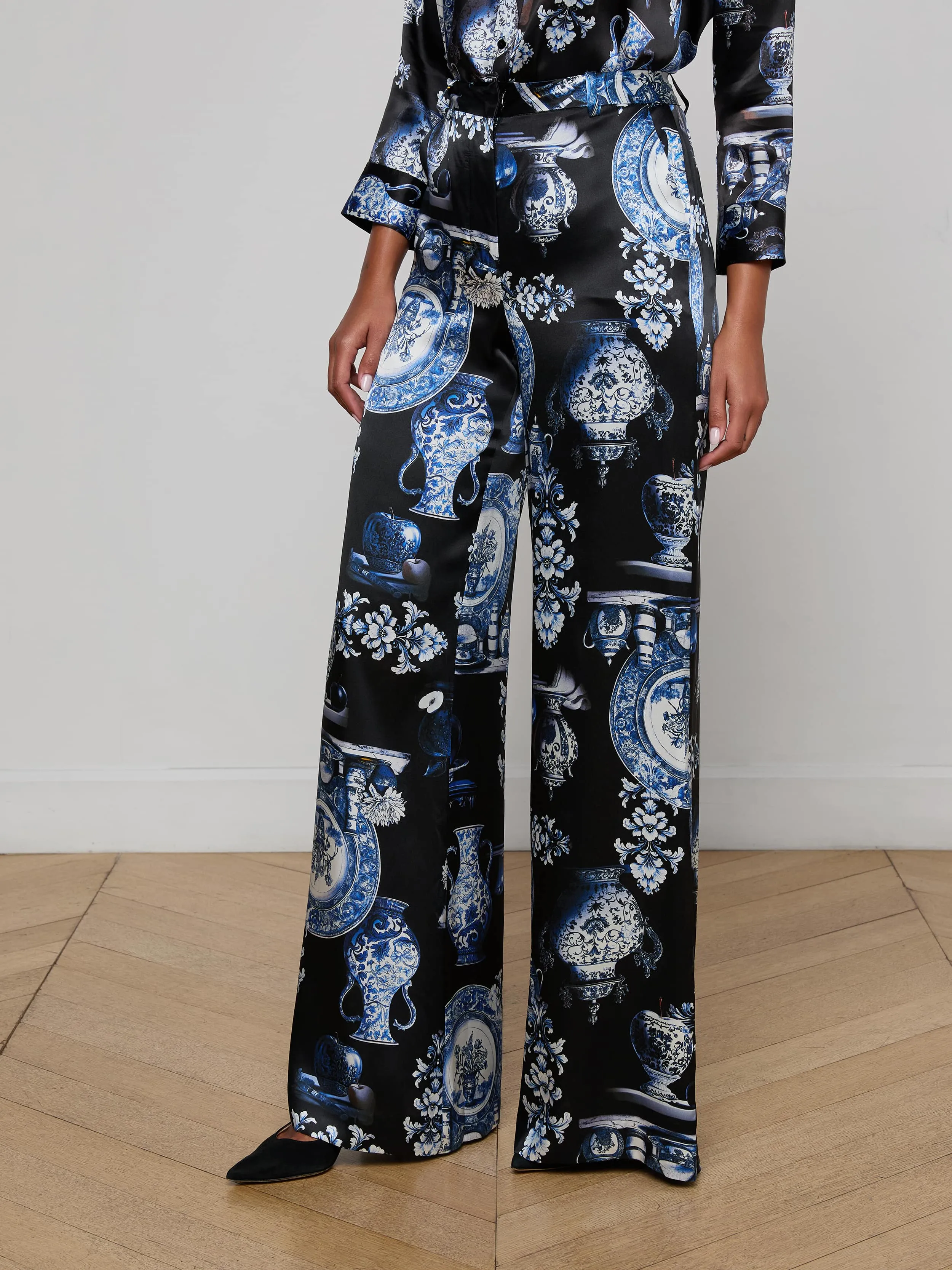 Pilar Silk Wide-Leg Pant sold by L'AGENCE product image thumbnail 4