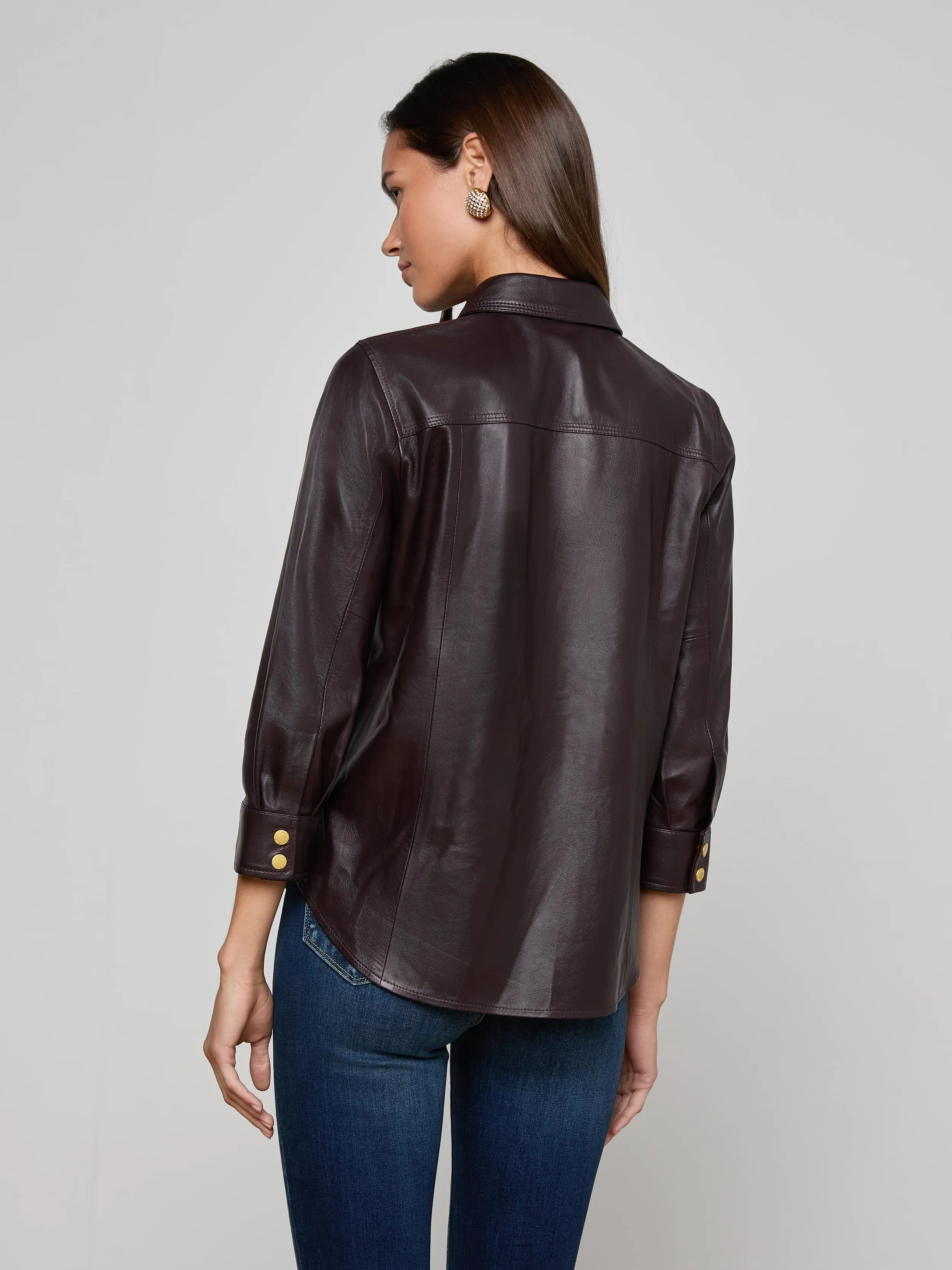 Avina Leather Shirt sold by L'AGENCE product image thumbnail 4