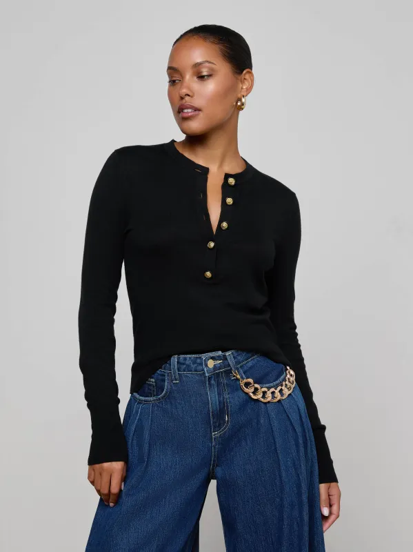 Ronda Knit Henley Top sold by L'AGENCE
