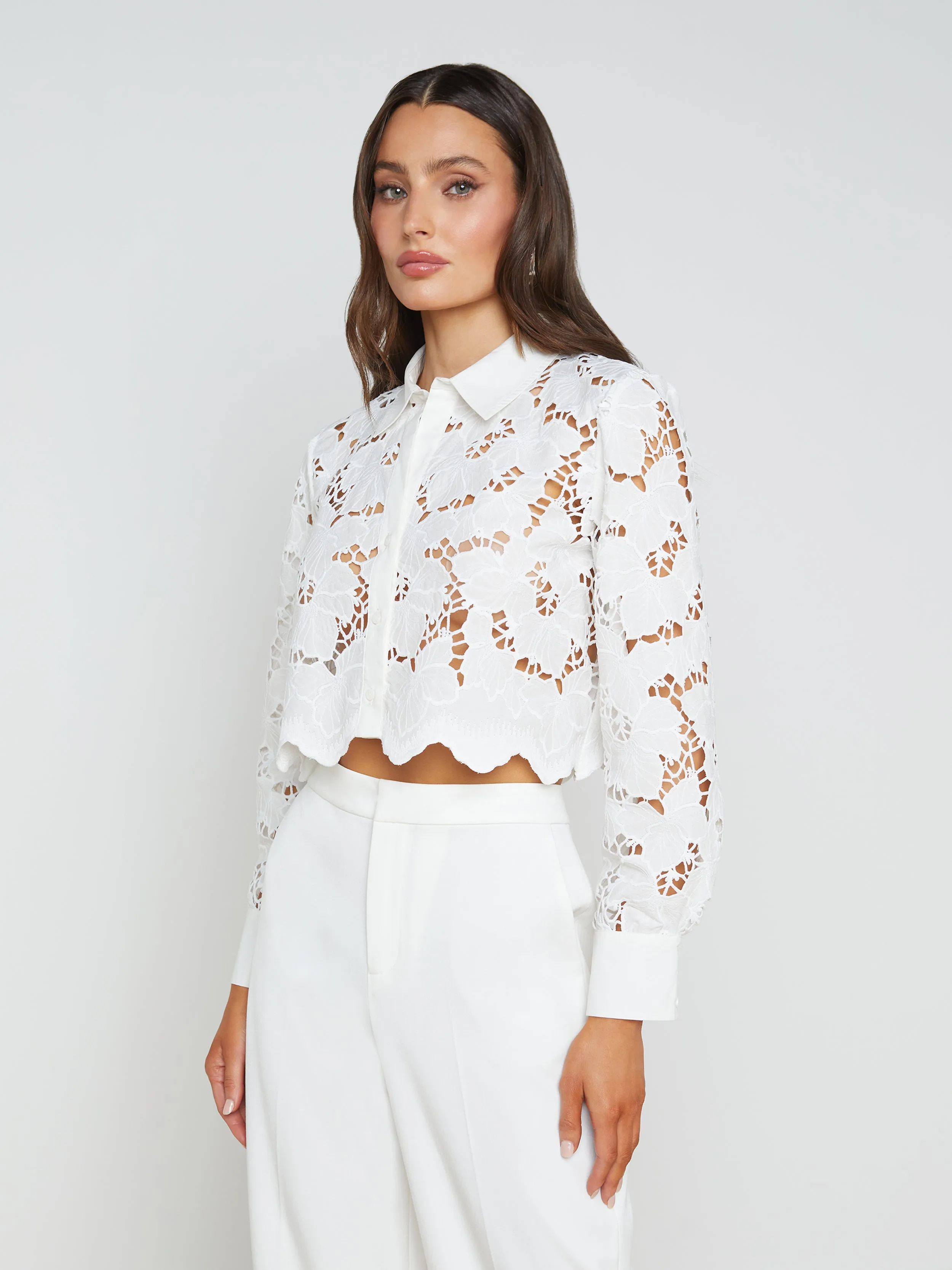Seychelle Cropped Eyelet Blouse sold by L'AGENCE product image thumbnail 2