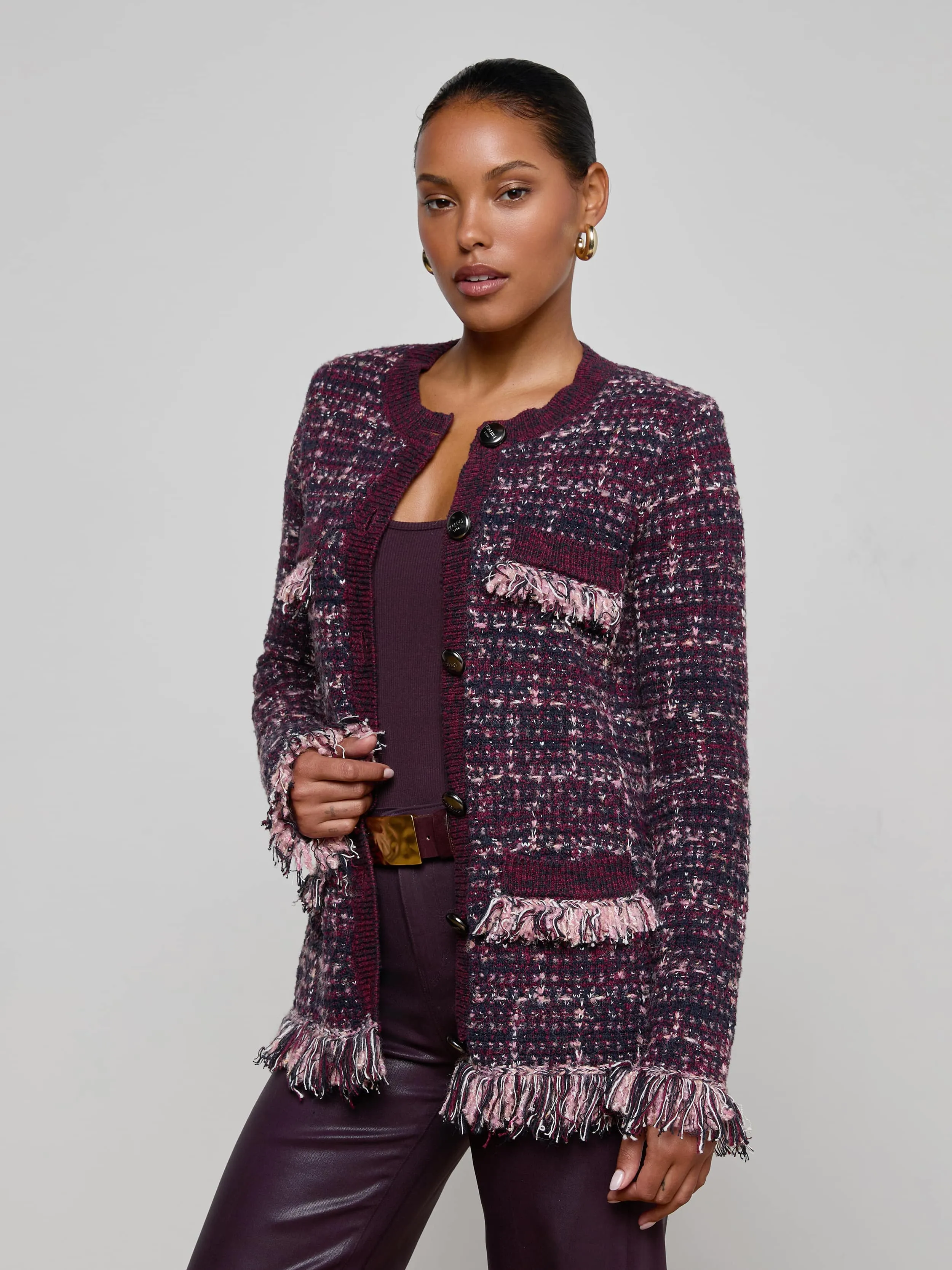 Kastoria Fringe Cardigan sold by L'AGENCE product image thumbnail 2