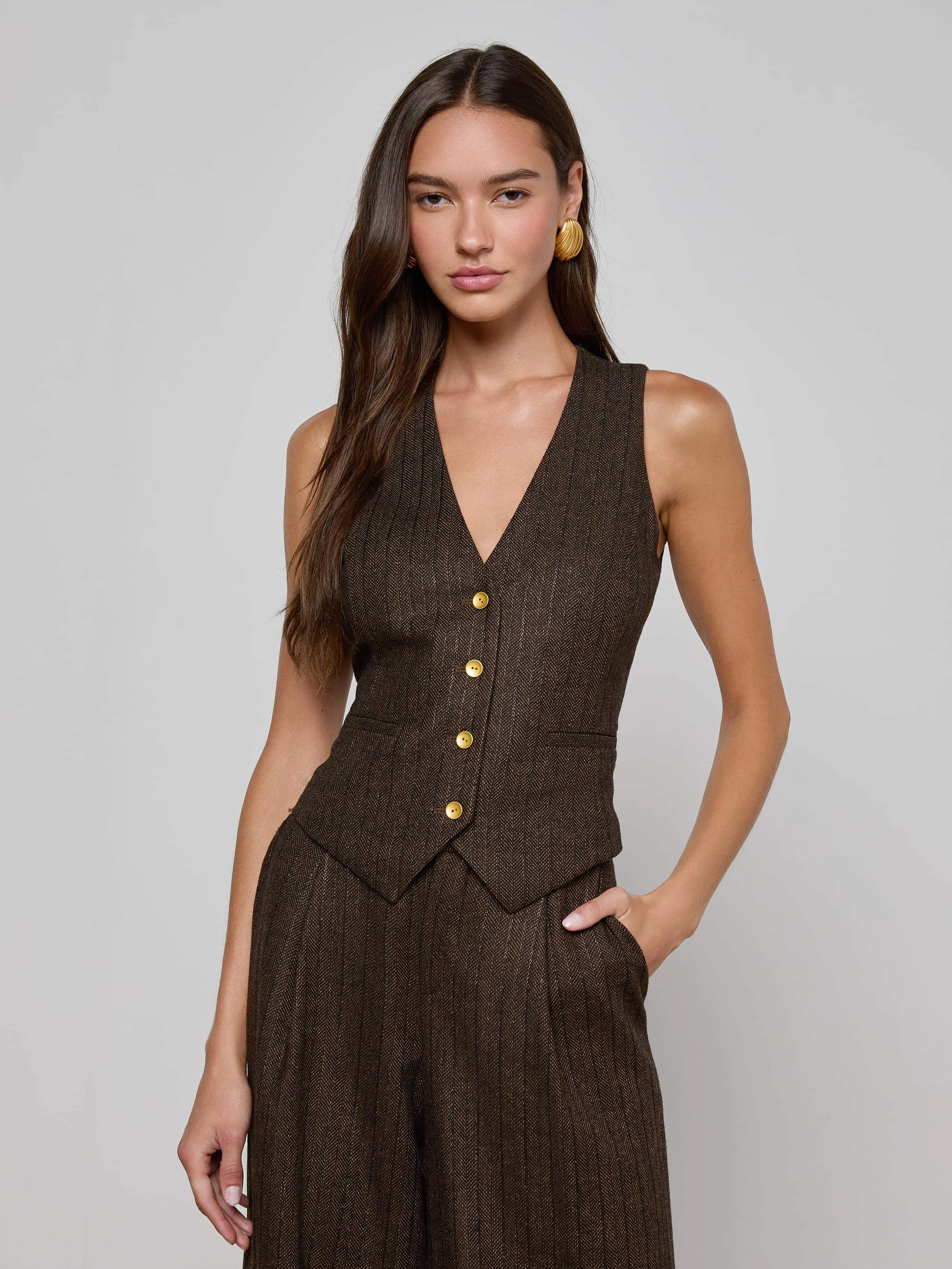 Drina Pinstriped Vest sold by L'AGENCE