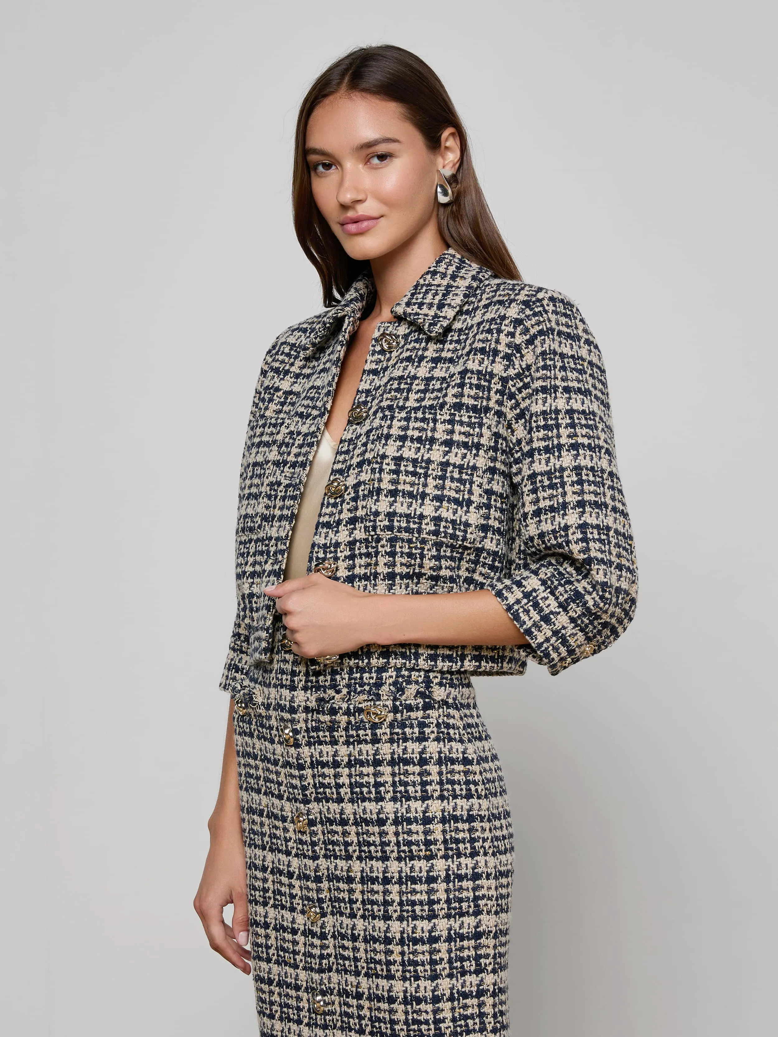 Jia Tweed Jacket sold by L'AGENCE product image thumbnail 2