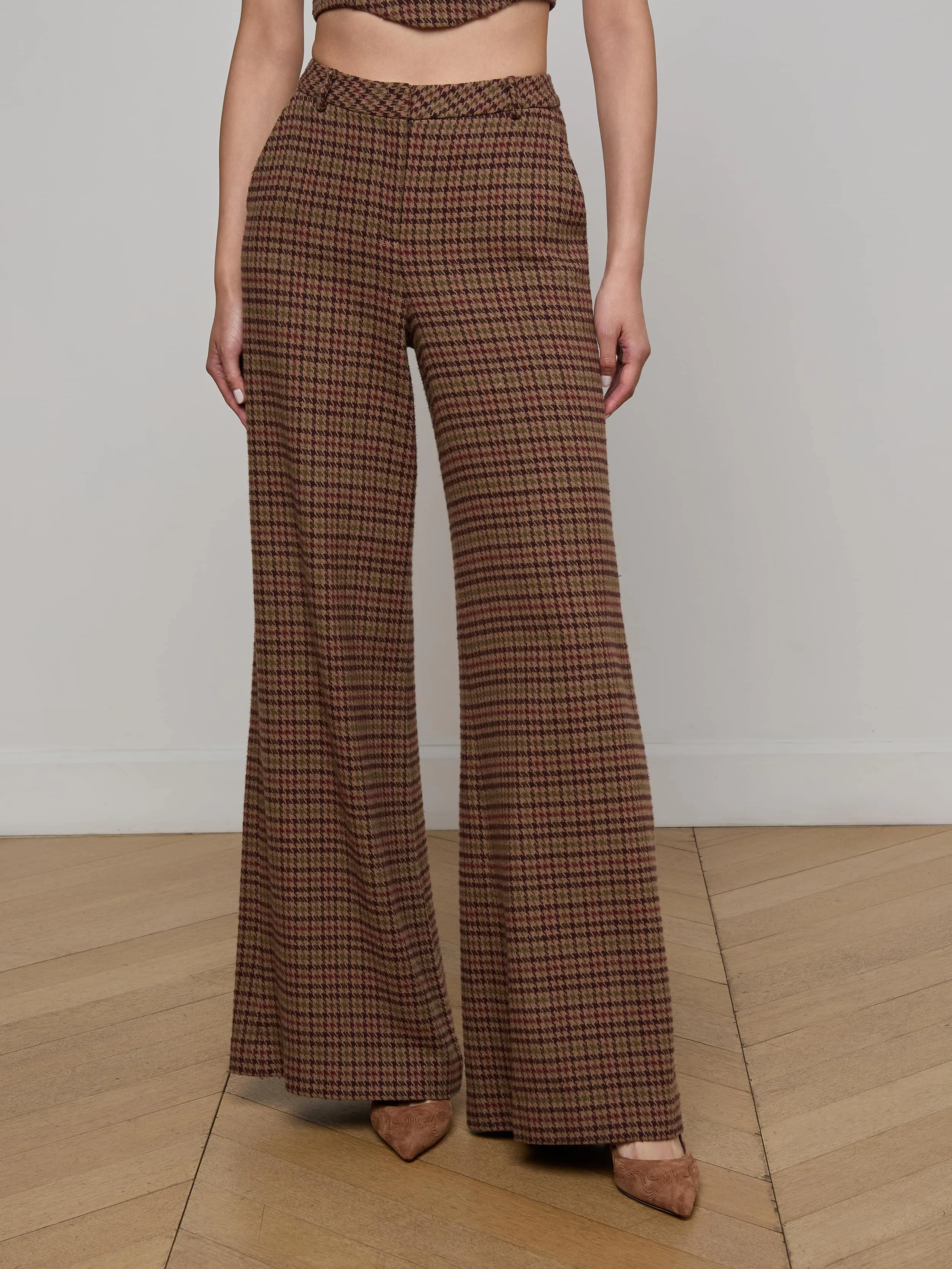 Pilar Houndstooth Wide-Leg Pant sold by L'AGENCE product image thumbnail 2