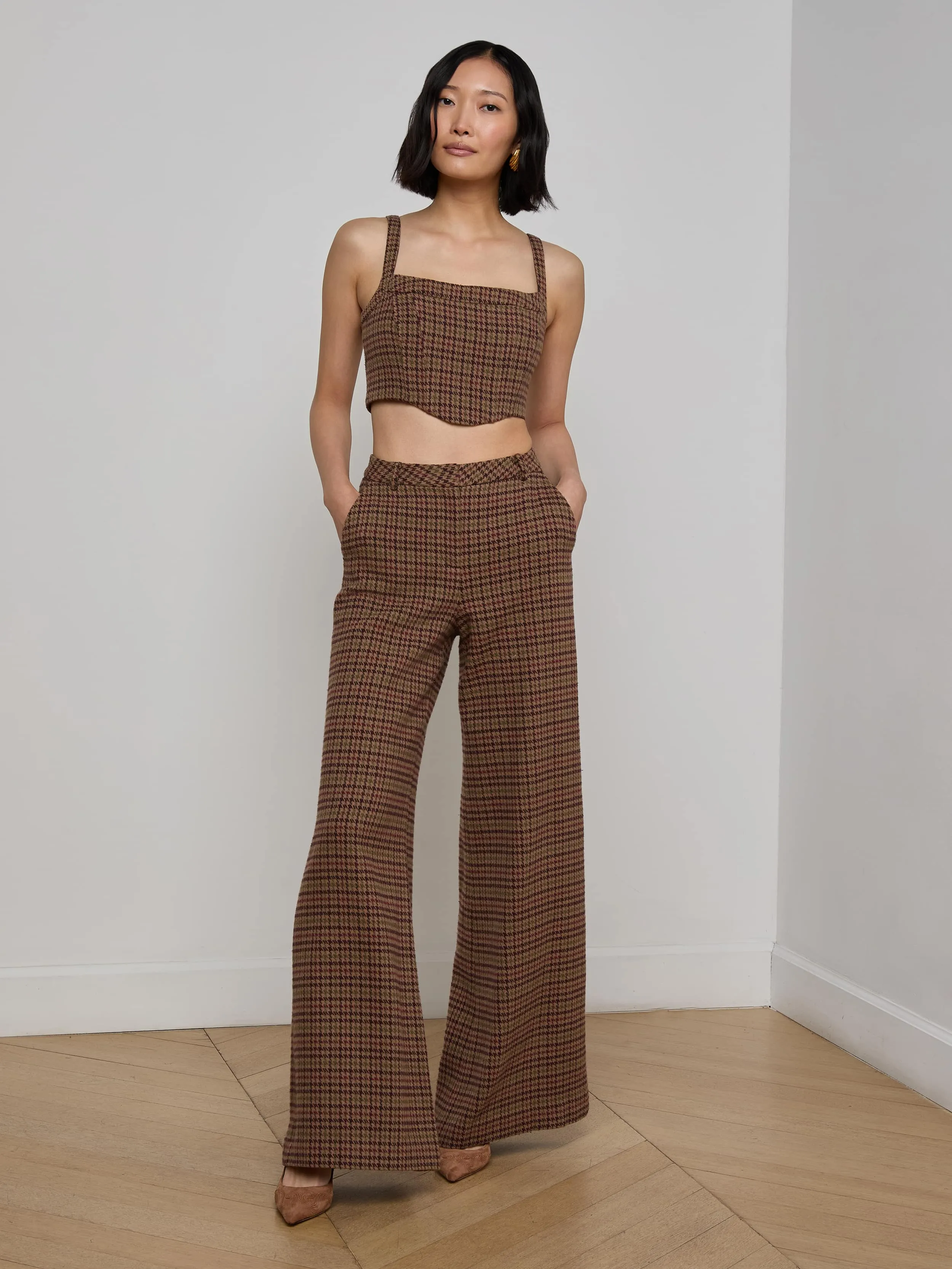 Pilar Houndstooth Wide-Leg Pant sold by L'AGENCE