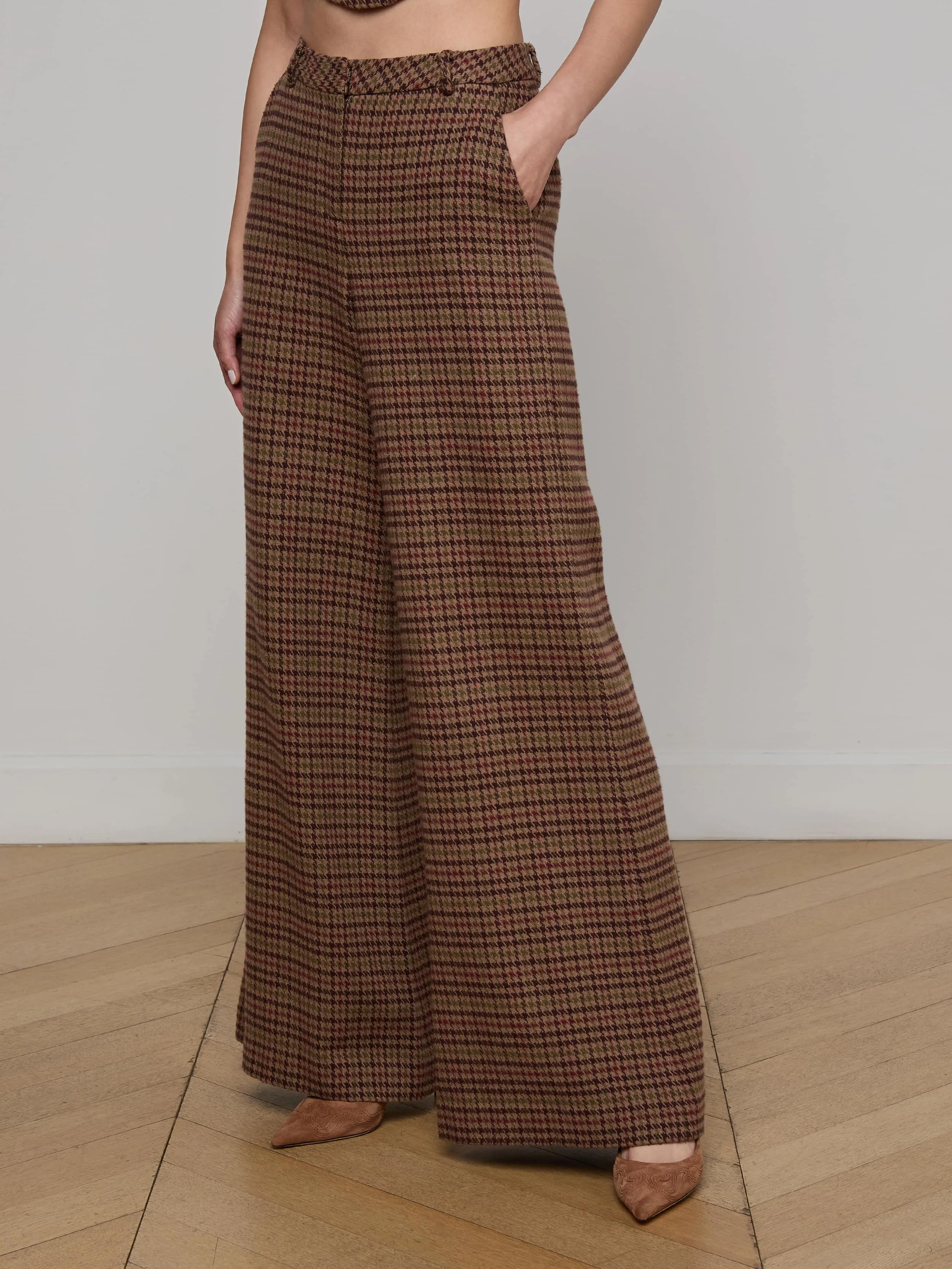 Pilar Houndstooth Wide-Leg Pant sold by L'AGENCE product image thumbnail 3