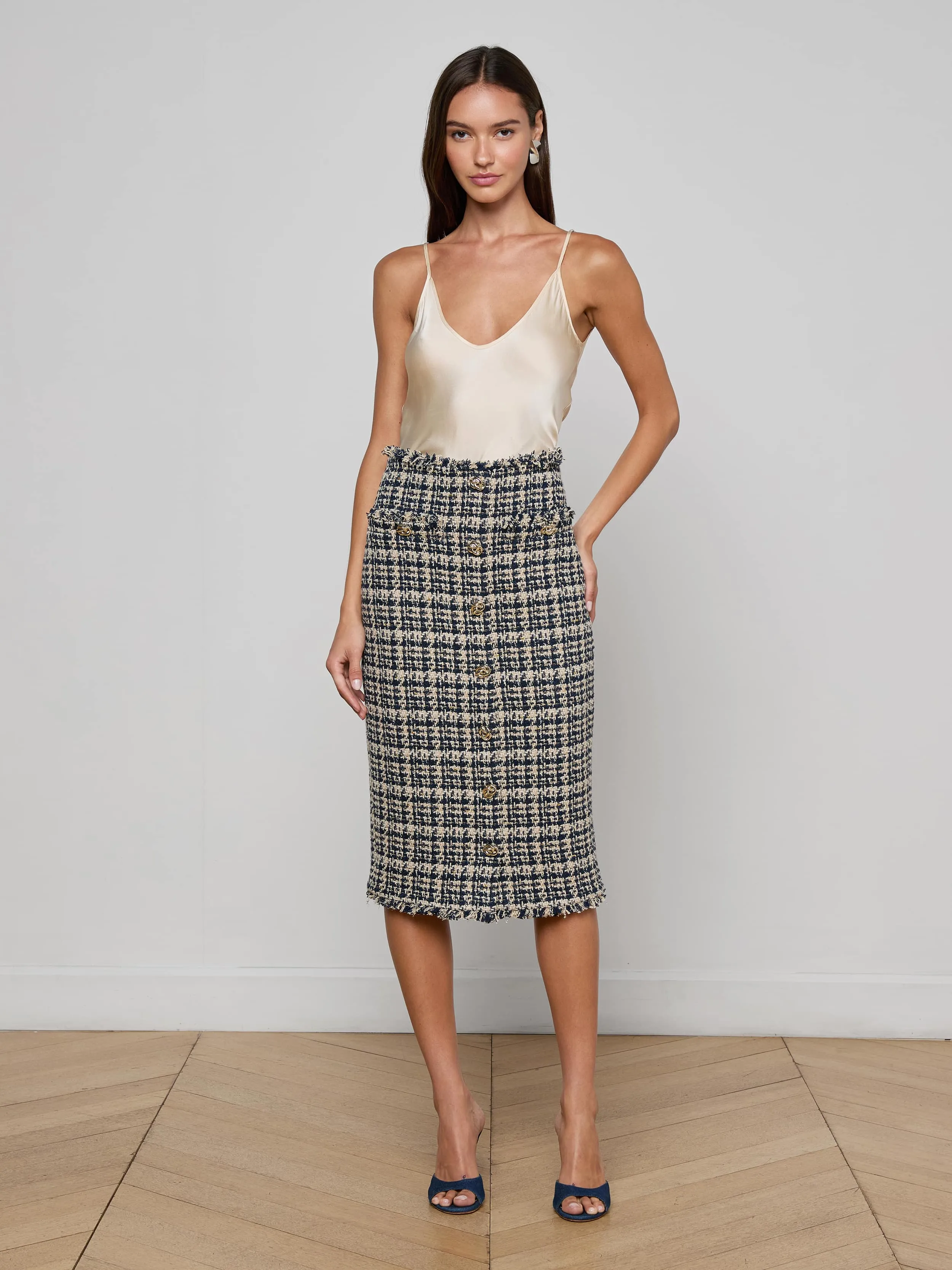 Tai Tweed Midi Skirt sold by L'AGENCE