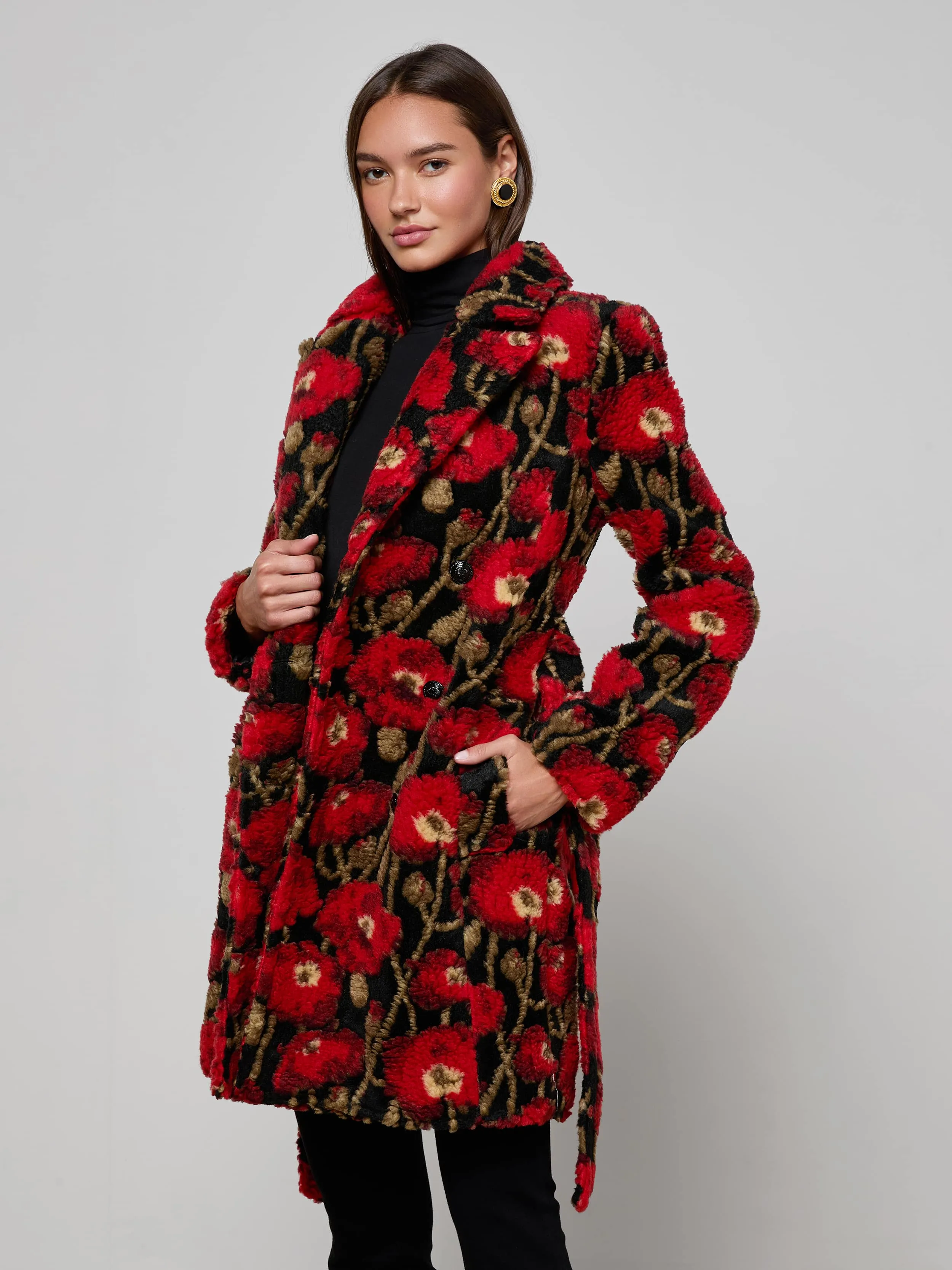 Tristan Sherpa Midi Coat sold by L'AGENCE product image thumbnail 2