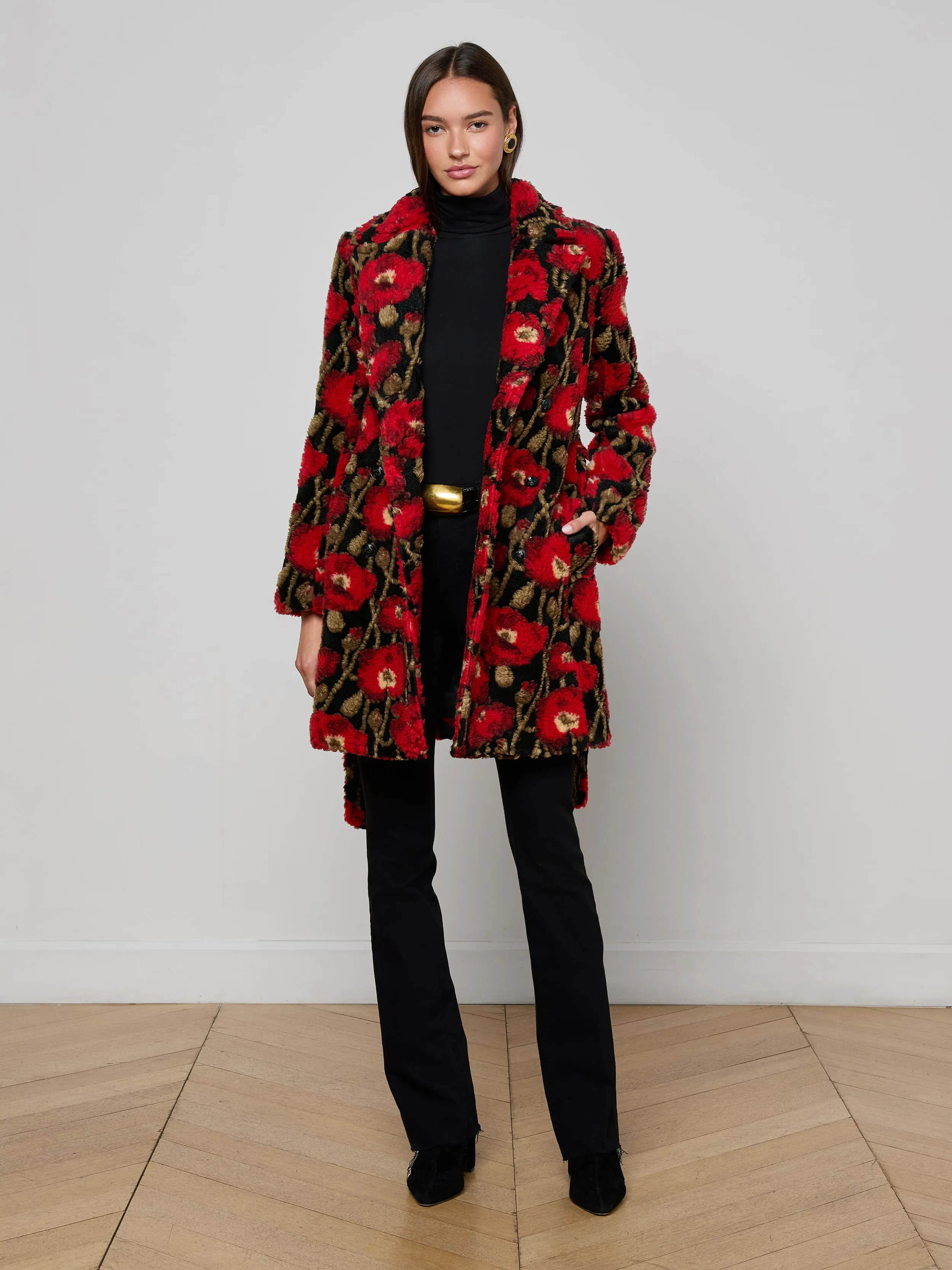 Tristan Sherpa Midi Coat sold by L'AGENCE product image thumbnail 3