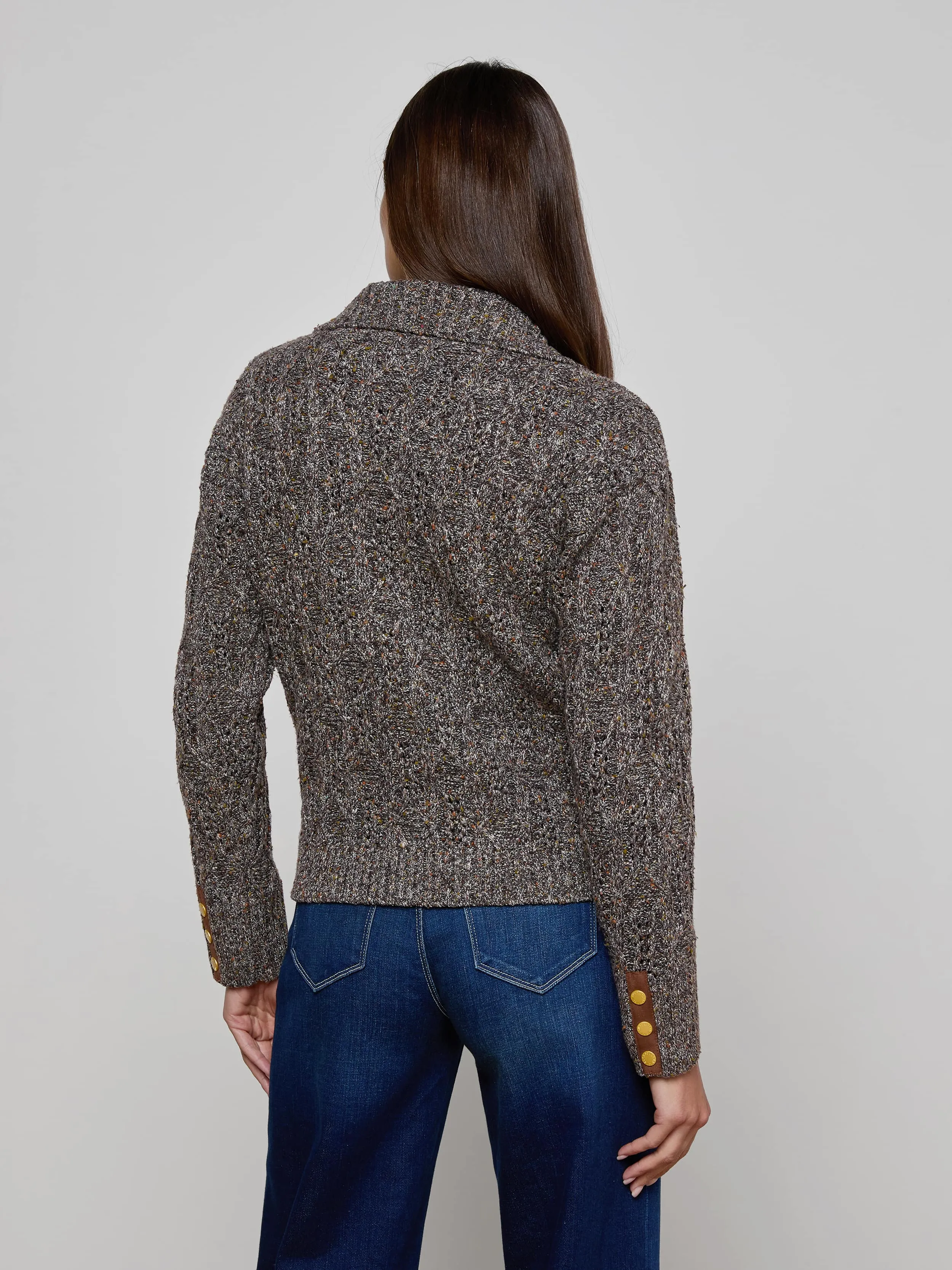 Shiloh Cable Knit Cardigan sold by L'AGENCE product image thumbnail 4