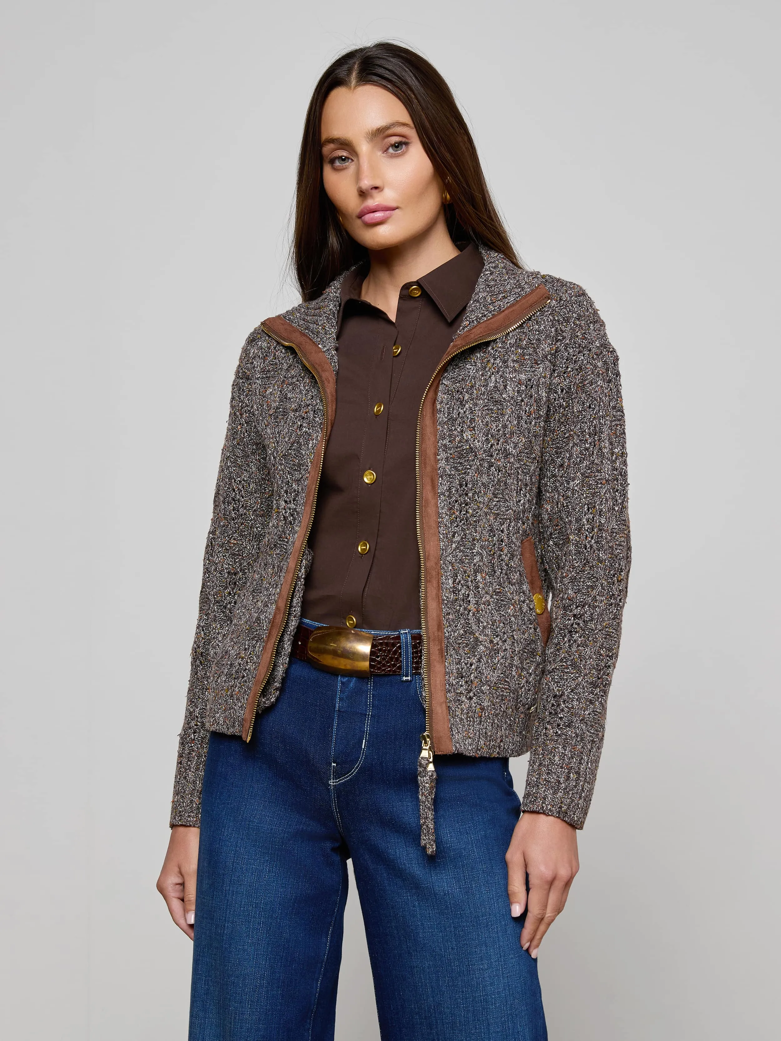 Shiloh Cable Knit Cardigan sold by L'AGENCE