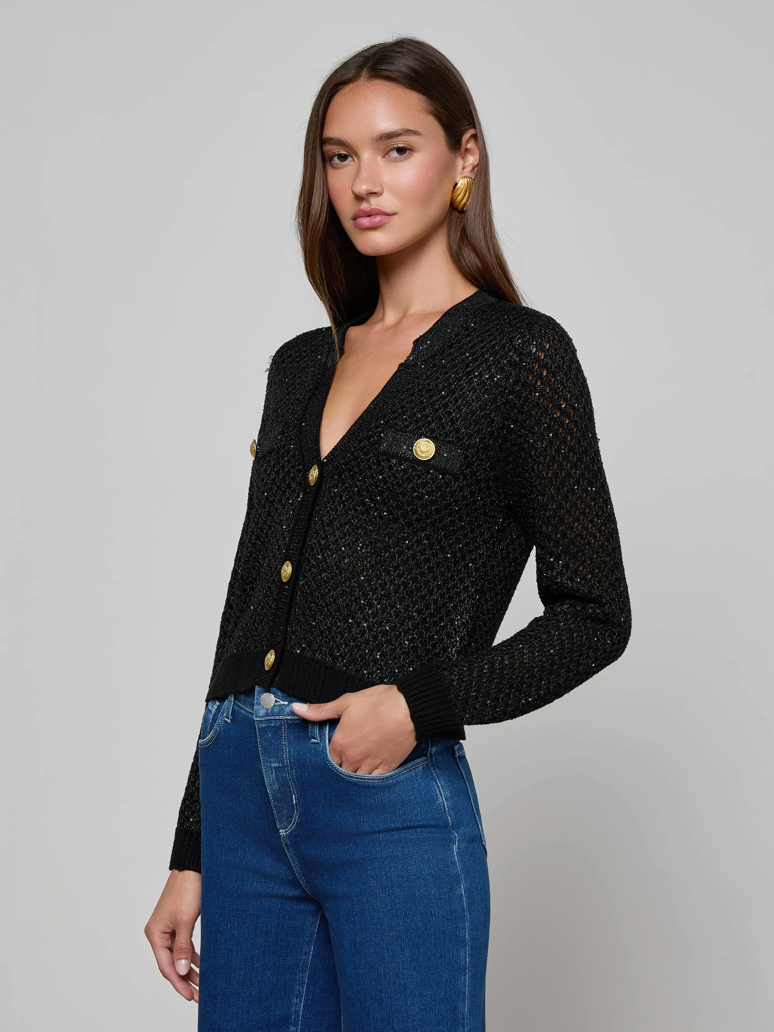 Blanca Sequin Cardigan sold by L'AGENCE product image thumbnail 2