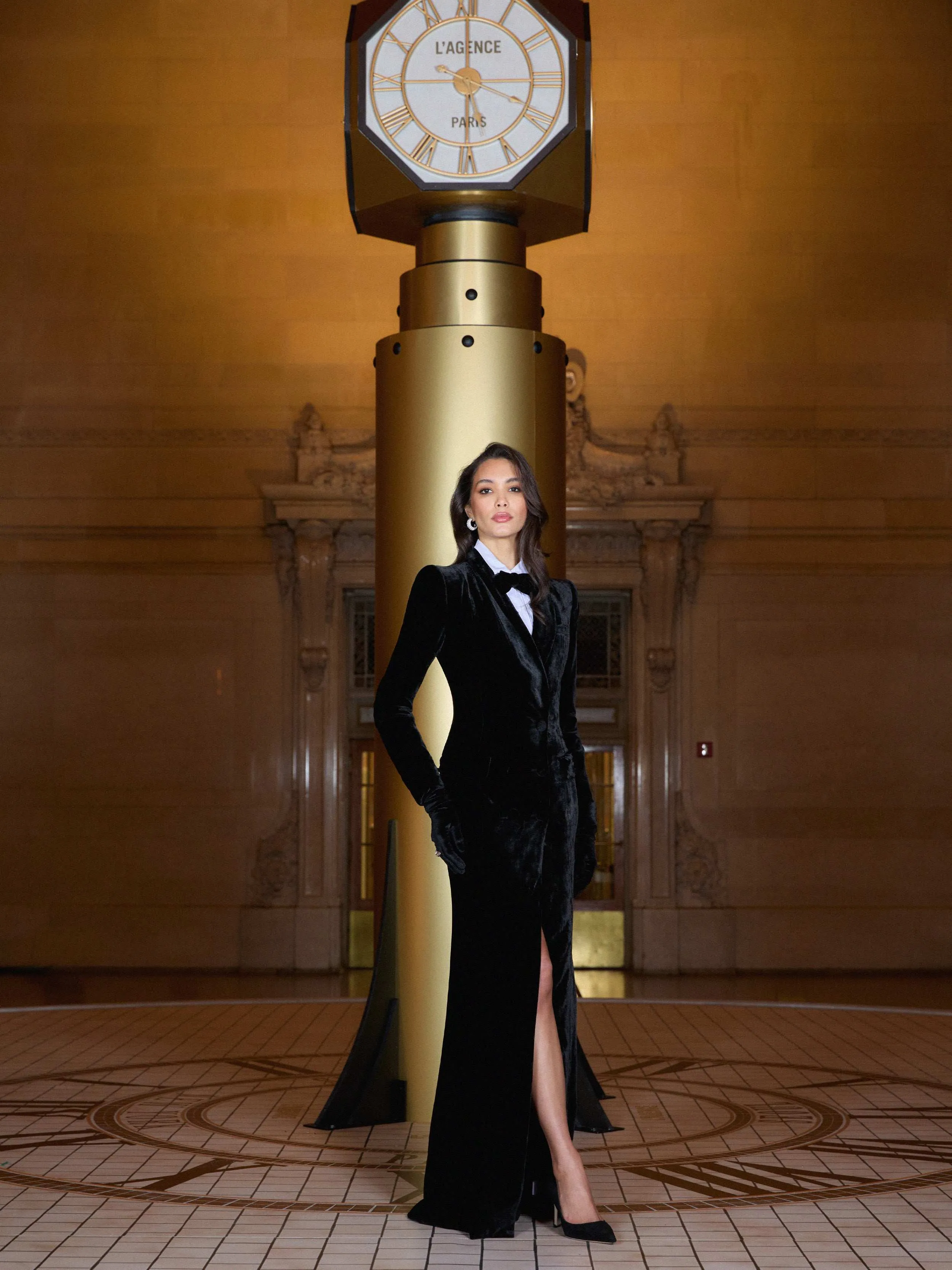 Stormi Velvet Tuxedo Maxi Dress sold by L'AGENCE product image thumbnail 5