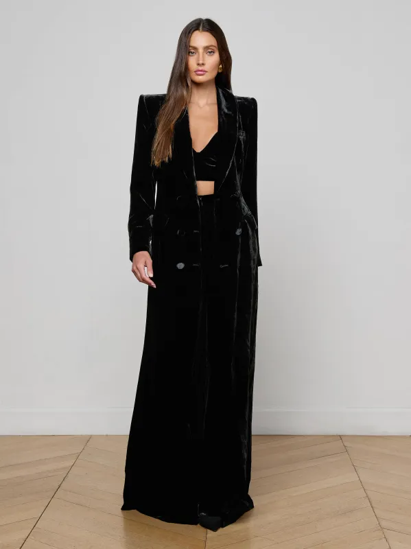 Stormi Velvet Tuxedo Maxi Dress sold by L'AGENCE