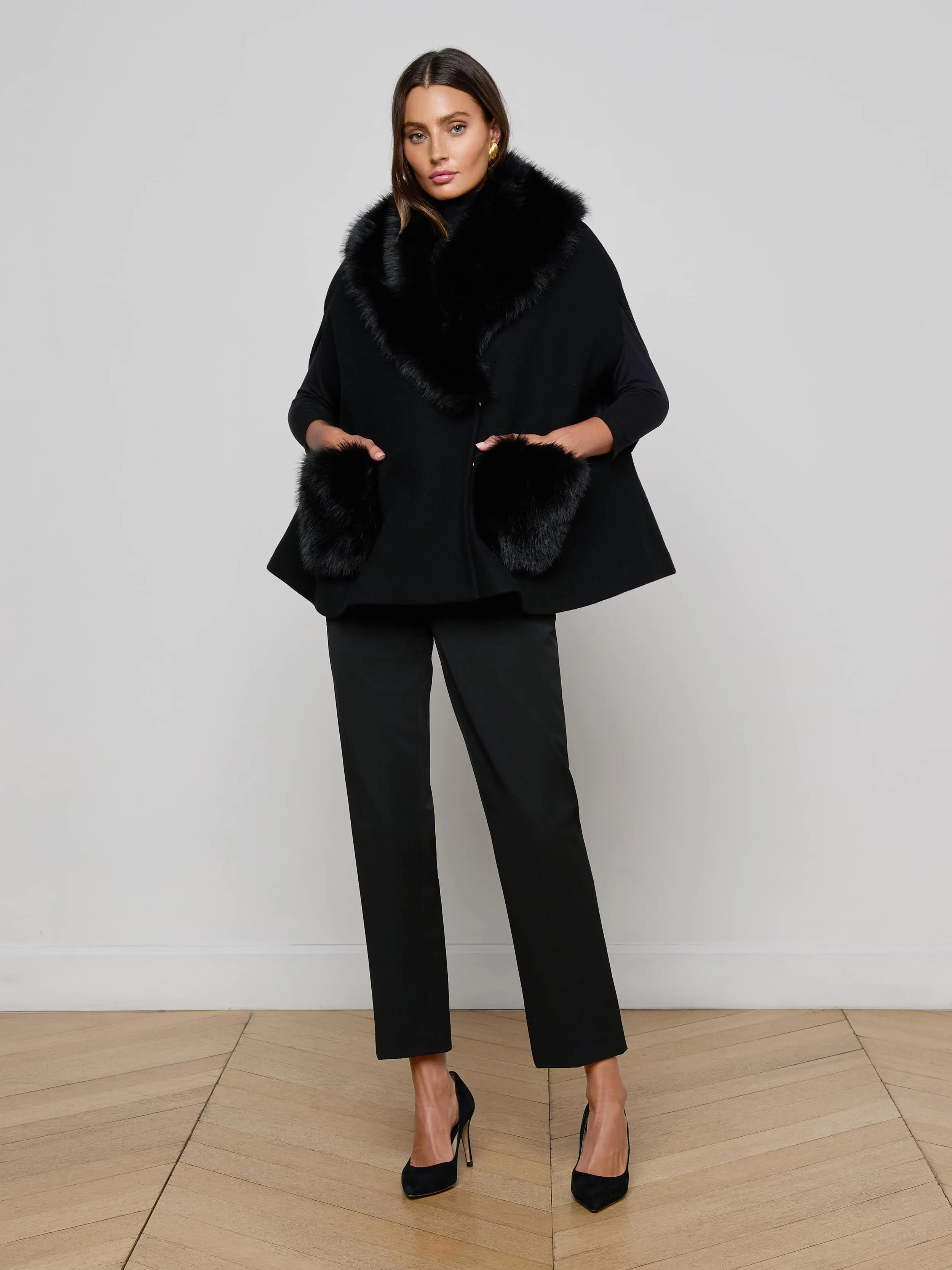 Chana Faux Fur Cape sold by L'AGENCE product image thumbnail 3