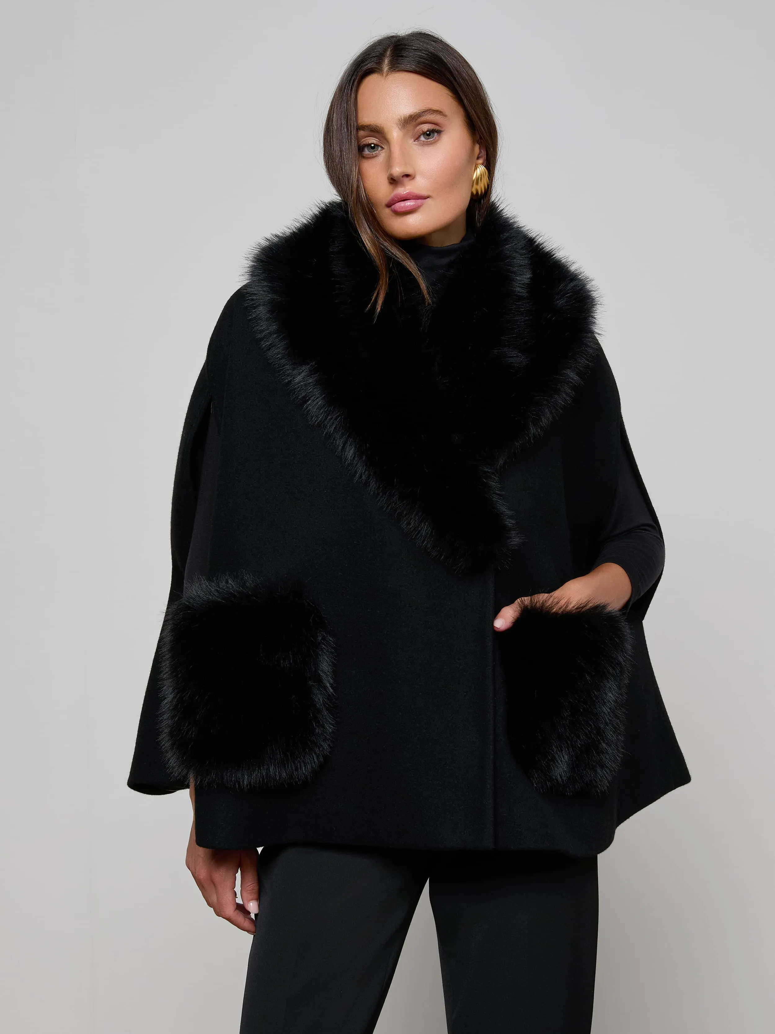 Chana Faux Fur Cape sold by L'AGENCE