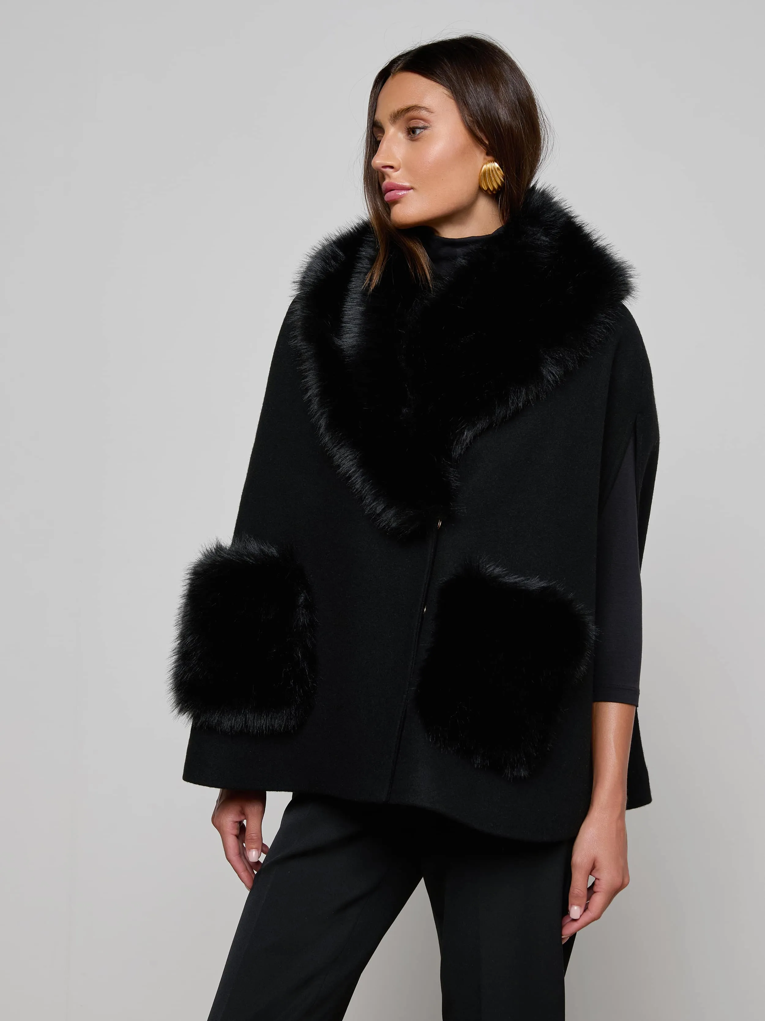 Chana Faux Fur Cape sold by L'AGENCE product image thumbnail 2