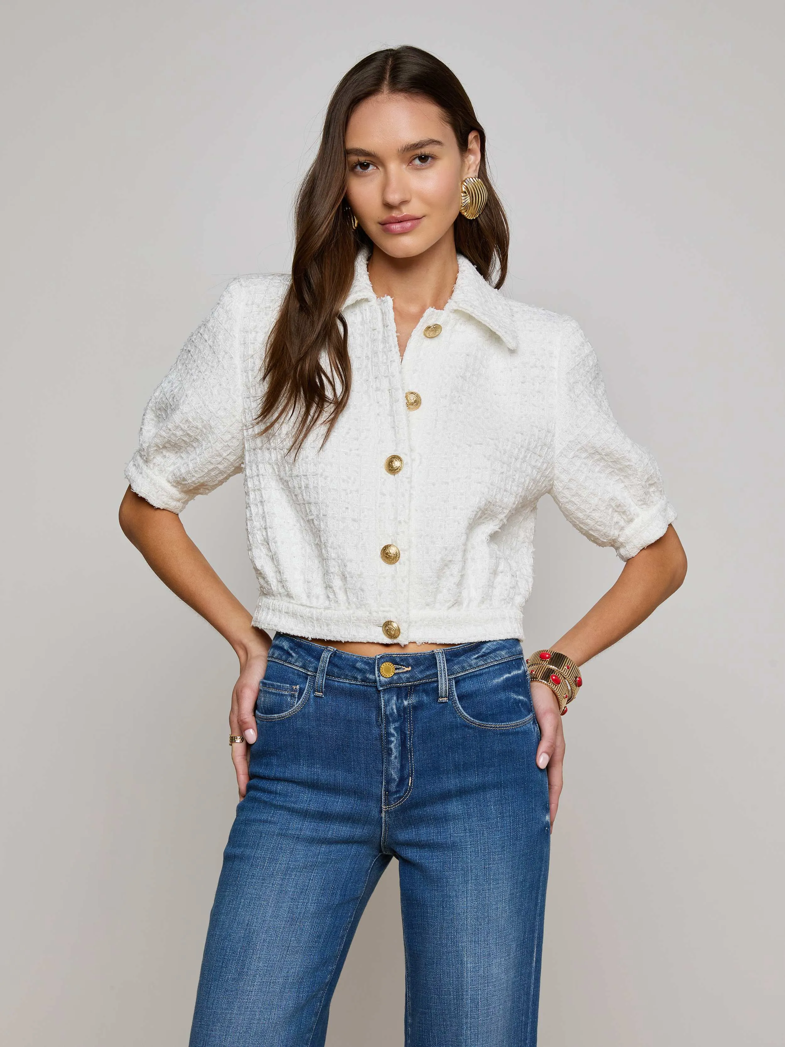 Cove Cropped Tweed Jacket sold by L'AGENCE product image thumbnail 2