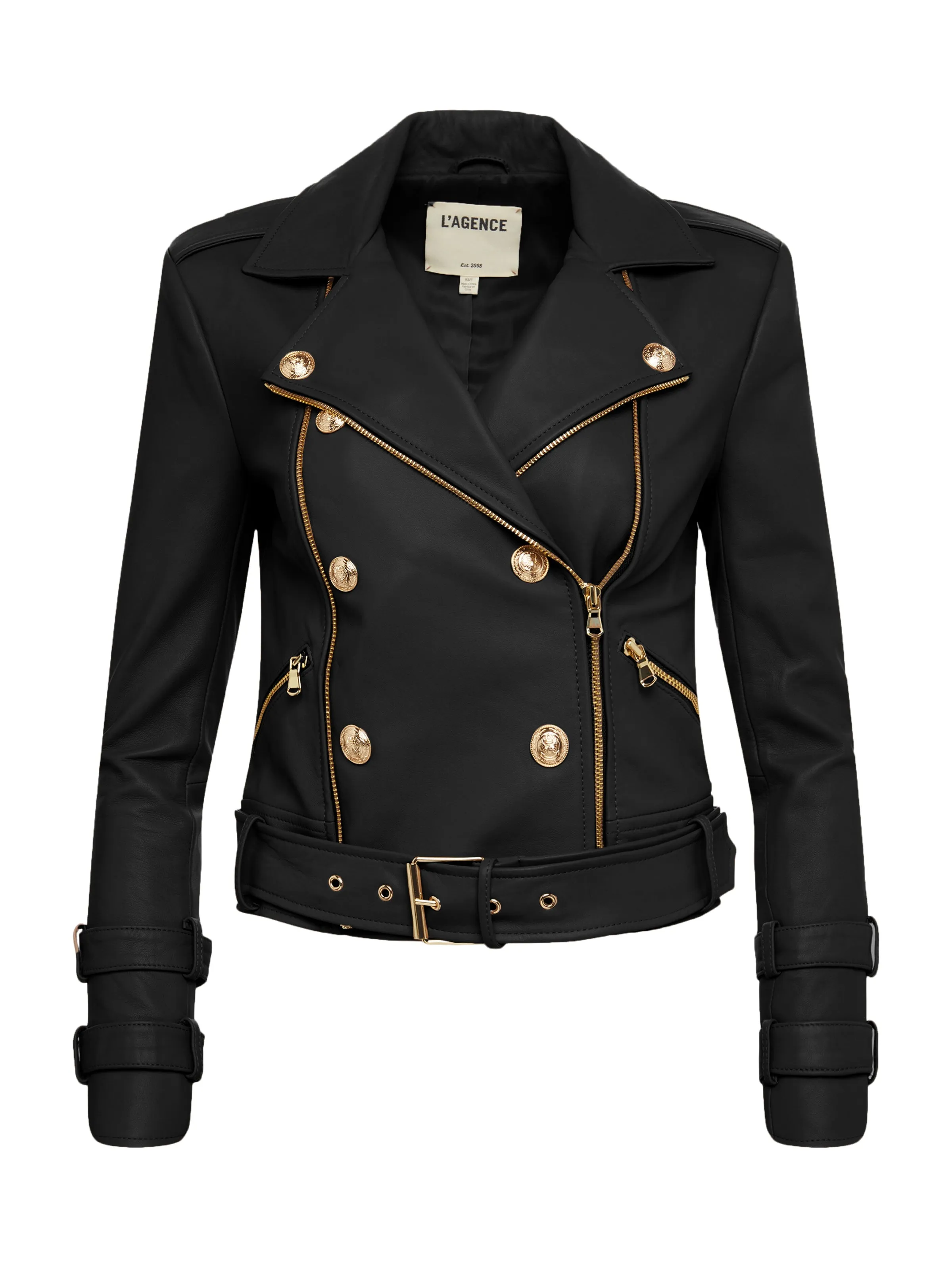 Billie Belted Leather Jacket sold by L'AGENCE product image thumbnail 5