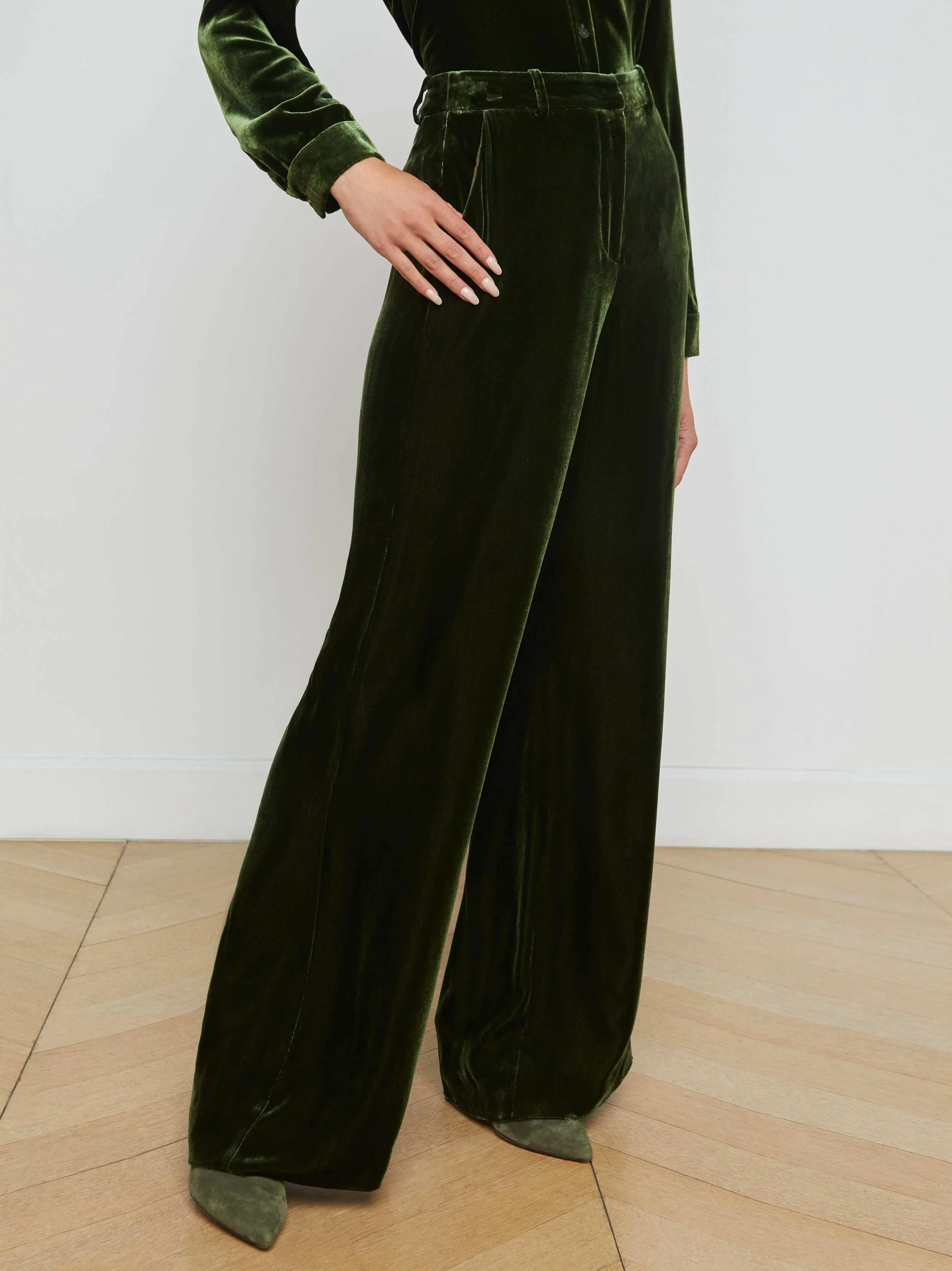 Pilar Velvet Wide-Leg Pant sold by L'AGENCE product image thumbnail 2