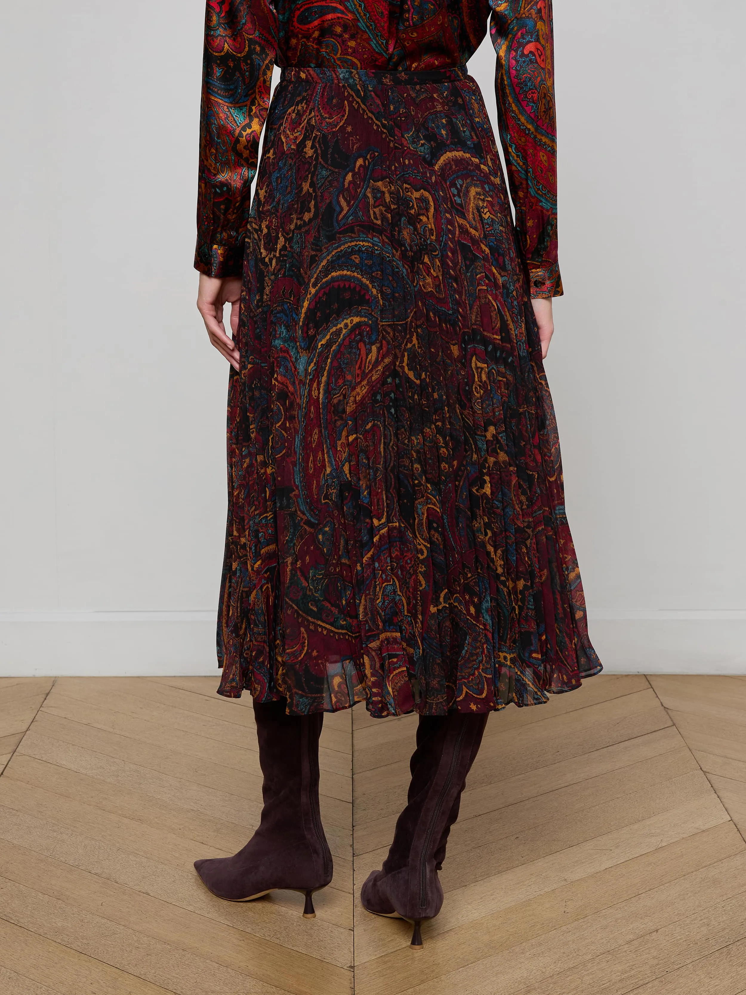 Fernanda Pleated Midi Skirt sold by L'AGENCE product image thumbnail 4