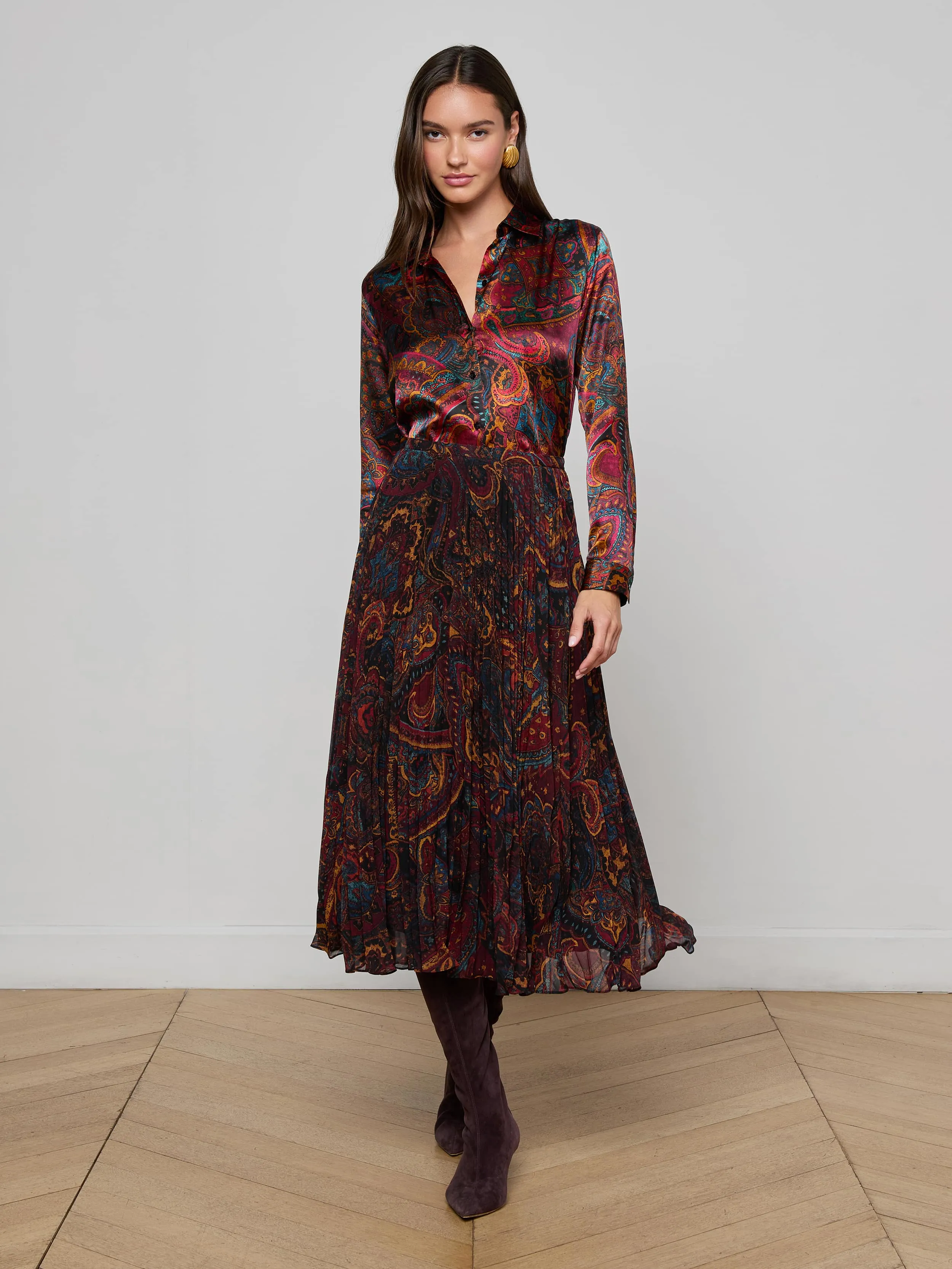 Fernanda Pleated Midi Skirt sold by L'AGENCE